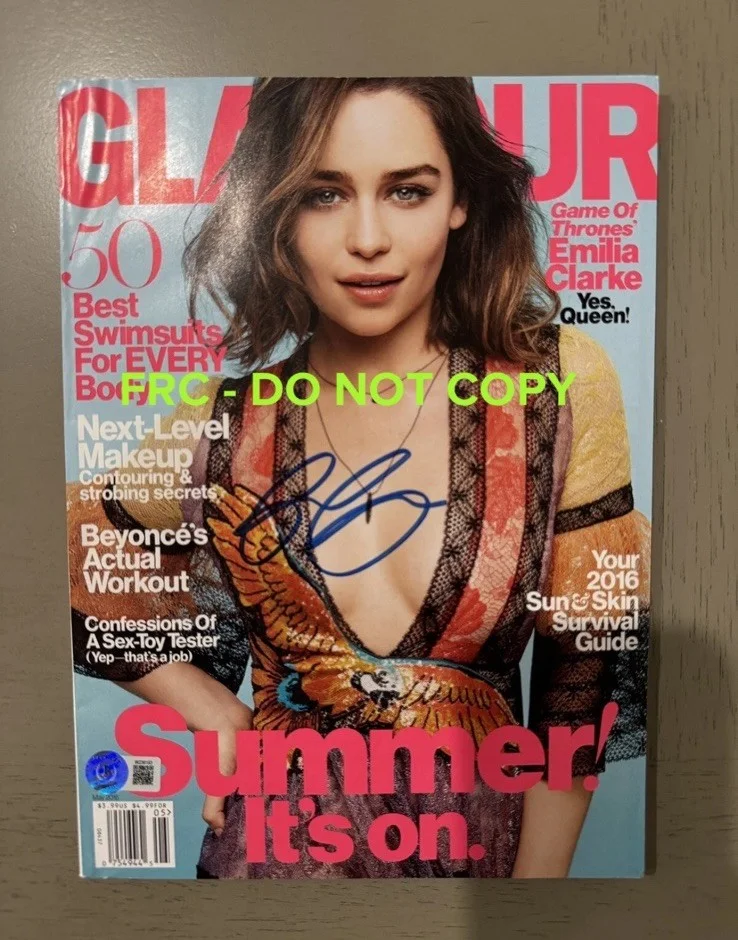 Emilia Clarke — Emilia Clarke Signed Magazine Glamour May 2016 Autographed Cover Game of Thrones