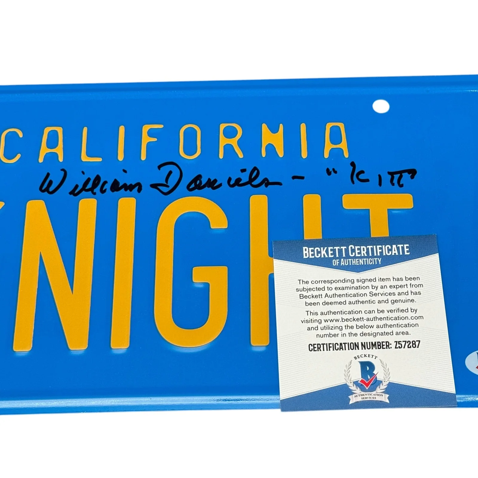 William Daniels — William Daniels Signed Knight Rider KITT License Plate Autograph Beckett BAS, image 2
