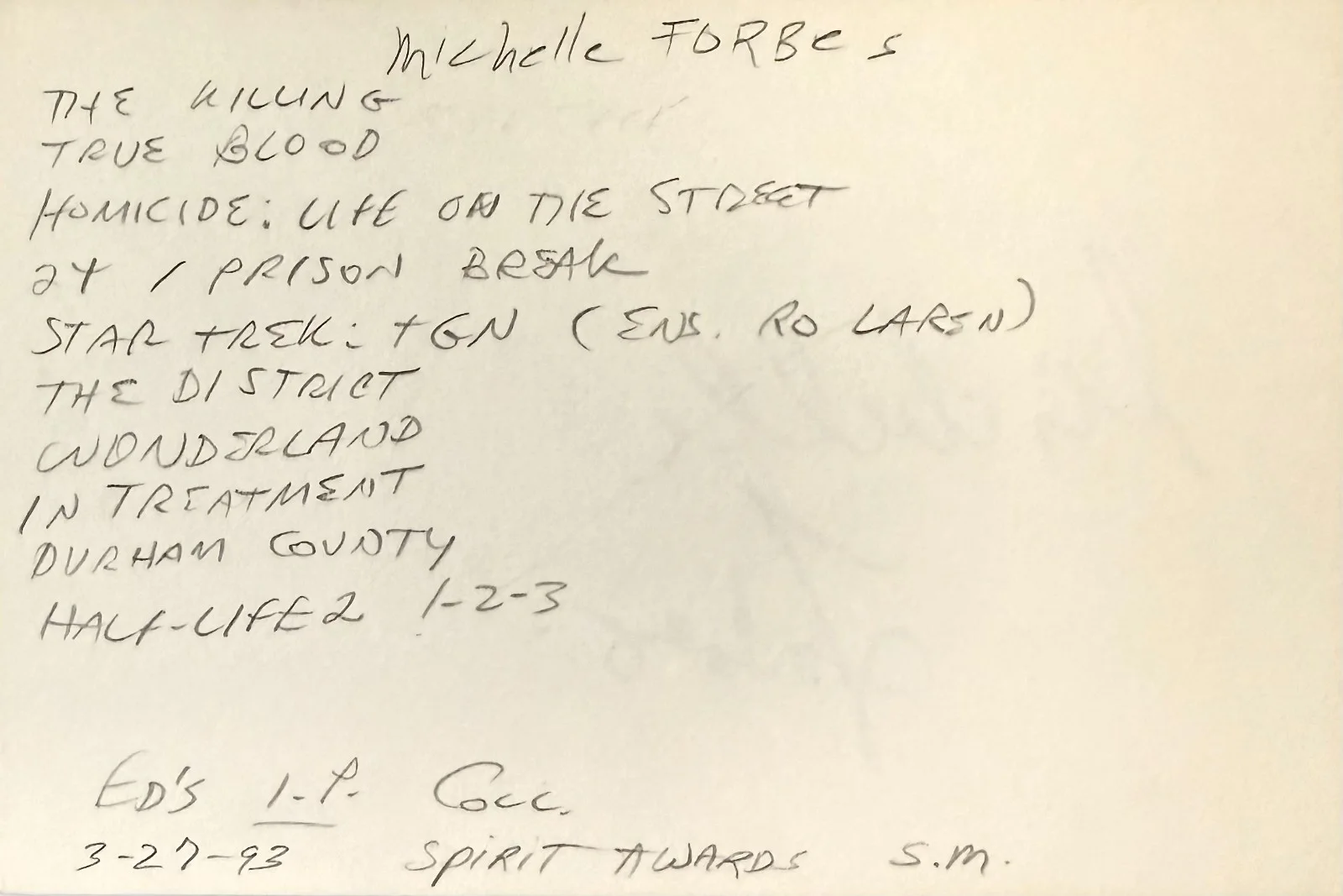 Michelle Forbes — MICHELLE FORBES Autograph Signed 4x6 INDEX CARD The Killing STAR TREK True Blood, изображение 2