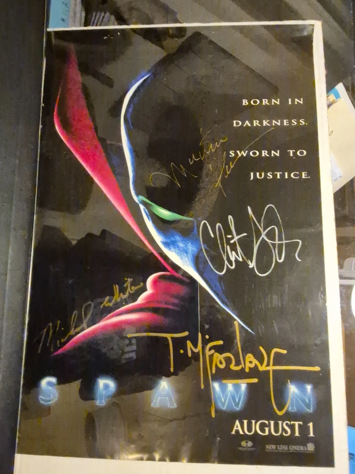 SEE BELOW — Signed Spawn Signed Movie Poster Todd McFarlane-MJ WHITE ,2 more Rare teaser Aug