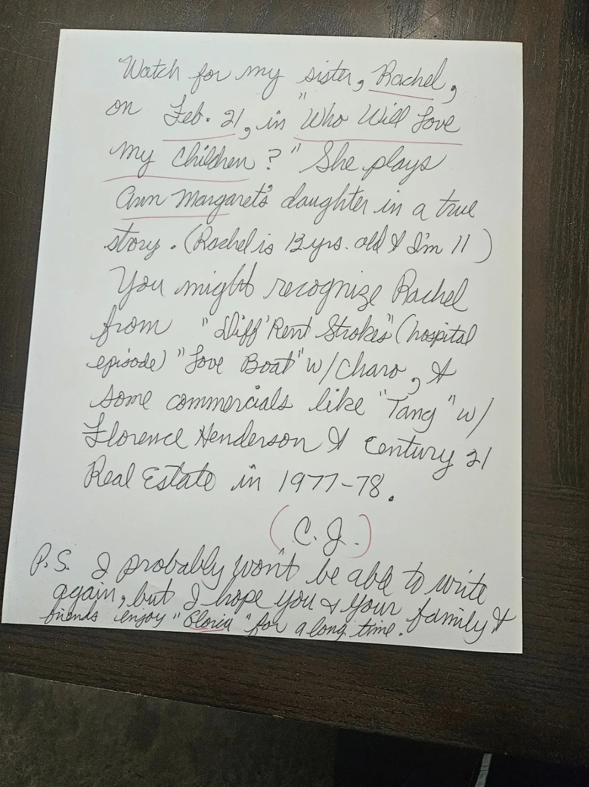 VTG - Christian Jacobs signed 8x10 - handwritten letter on back, image 2