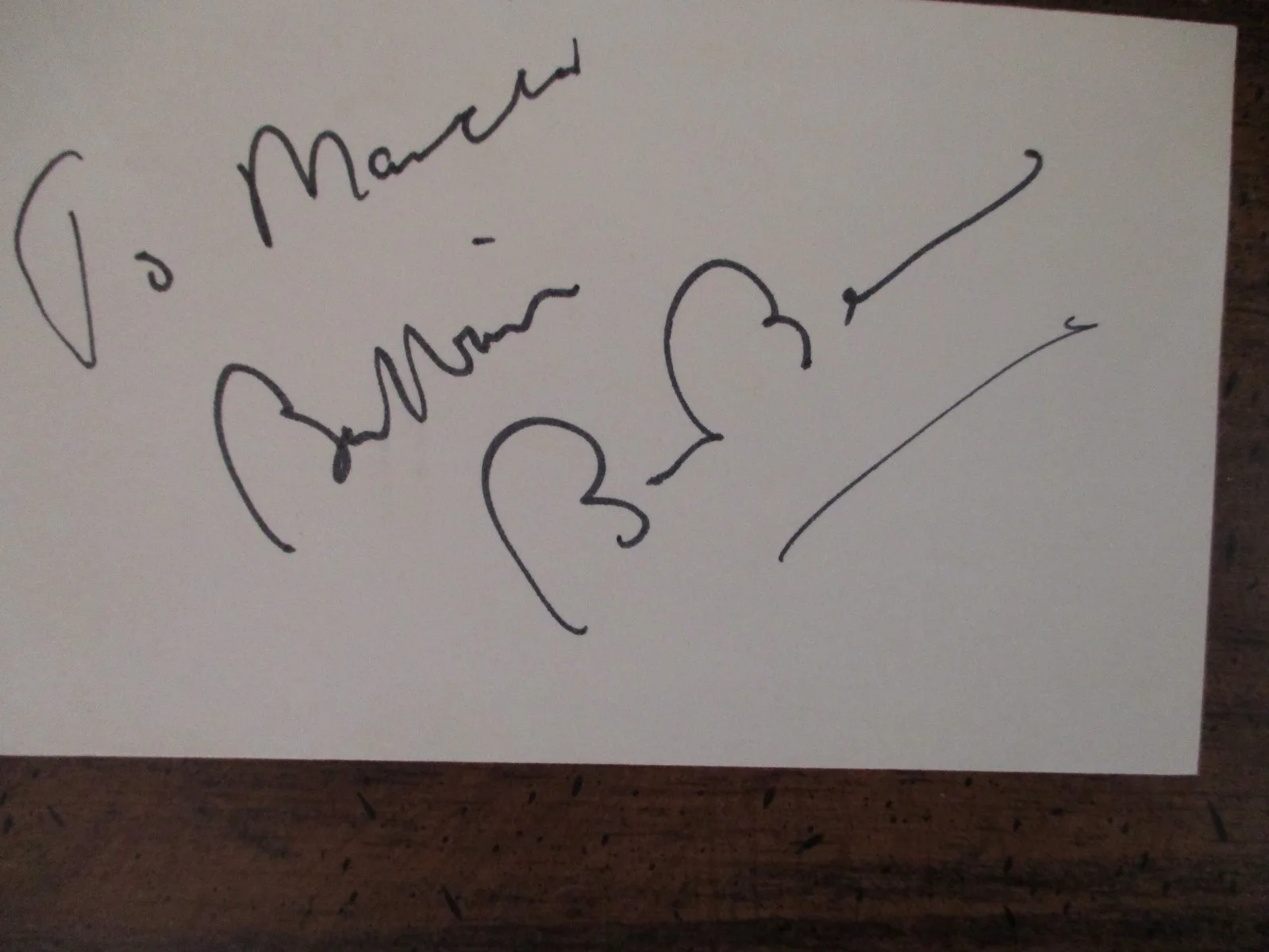 BRIAN BEDFORD(D-2016)("The School For Wives/Robin Hood")Signed 3 x 5 Index Card, image 2