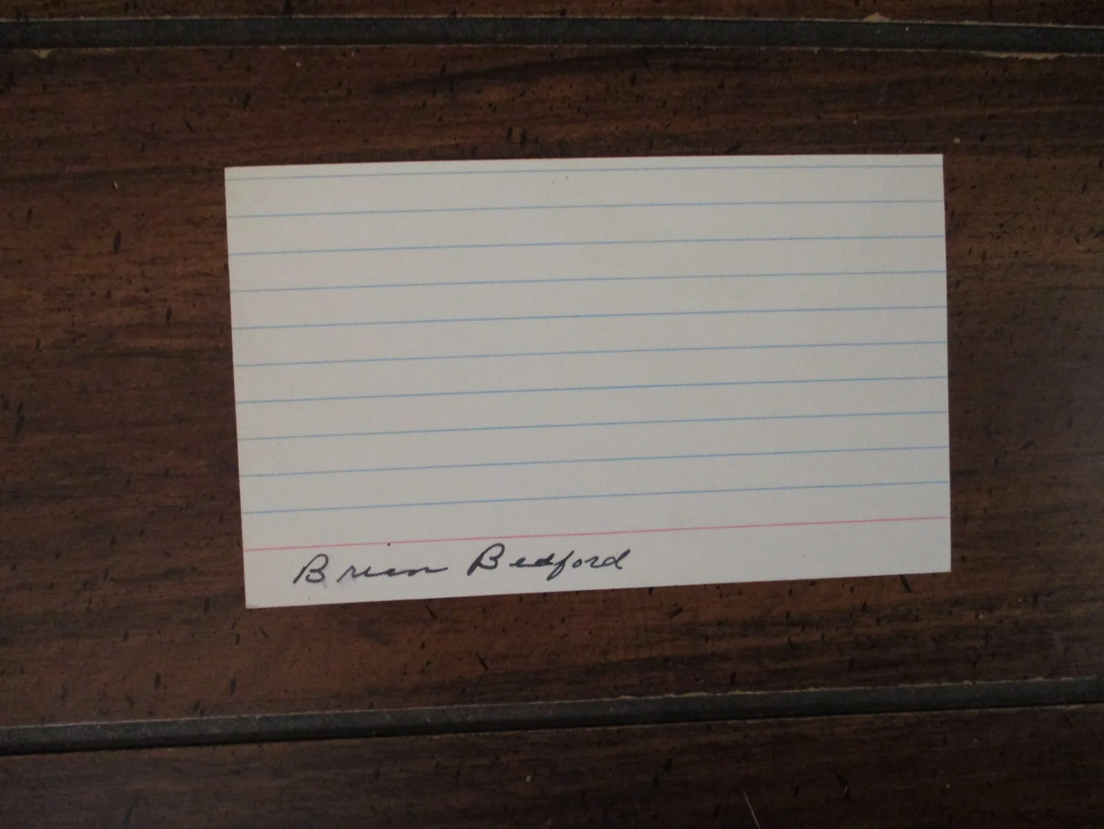 BRIAN BEDFORD(D-2016)("The School For Wives/Robin Hood")Signed 3 x 5 Index Card, image 3