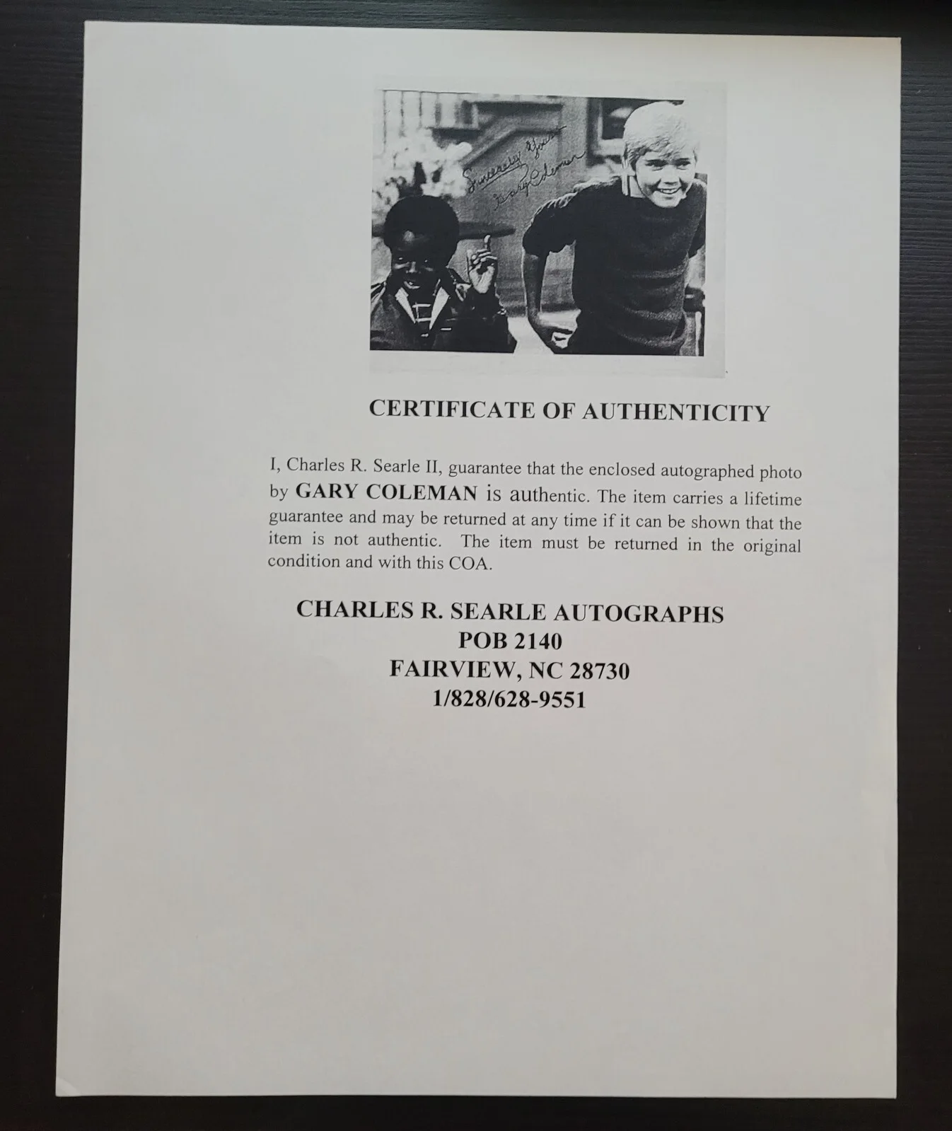 Gary Coleman — Gary Coleman Diff'rent Strokes Authentic Signed WHEN HE WAS A CHILD PHOTO COA, image 2