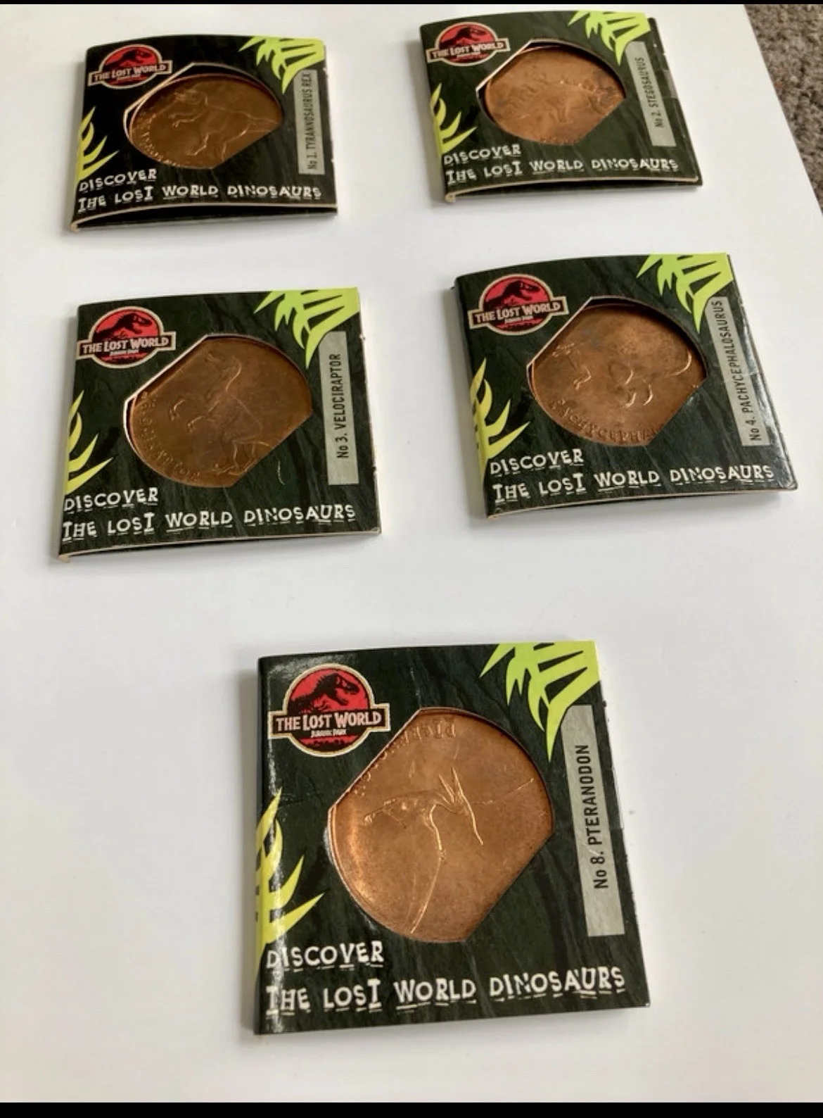 Tetley Jurassic Park the Lost World Coin Set of 5. 1,2,3,4 & 8, изображение 2