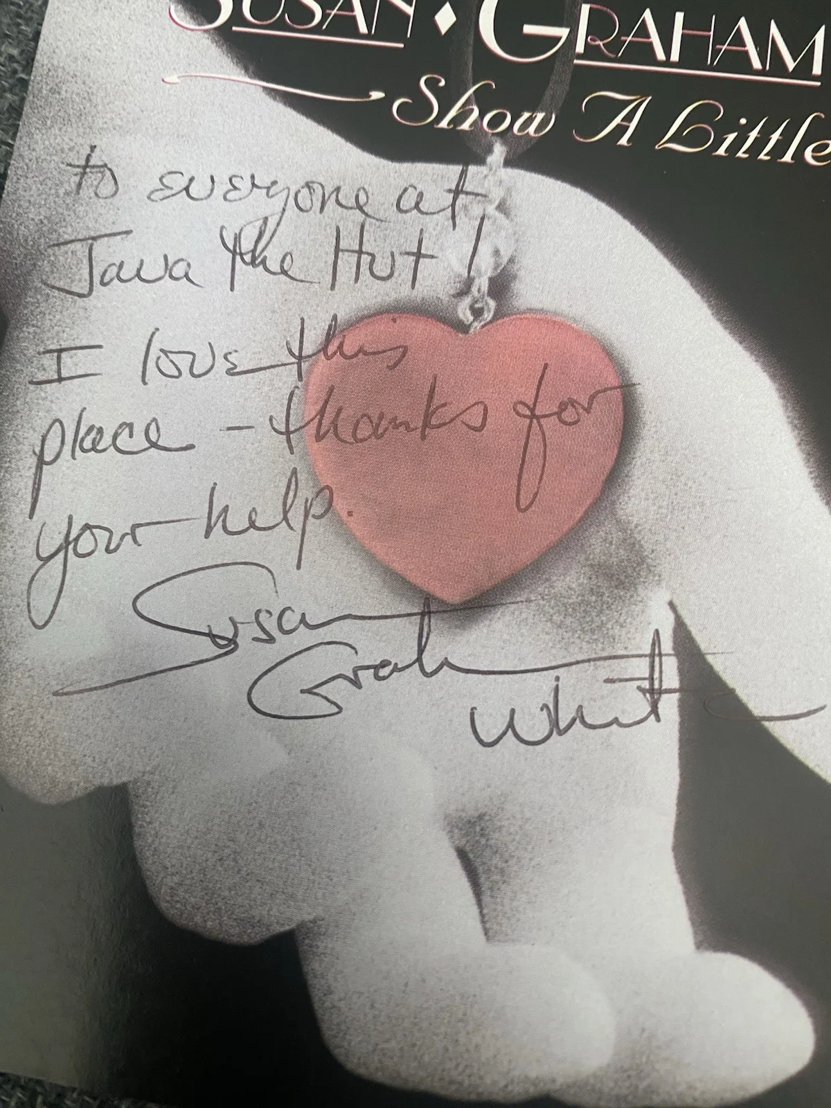 SUSAN GRAHAM WHITE Show A Little Heart CD Insert SIGNED Autograph No Cd, image 2