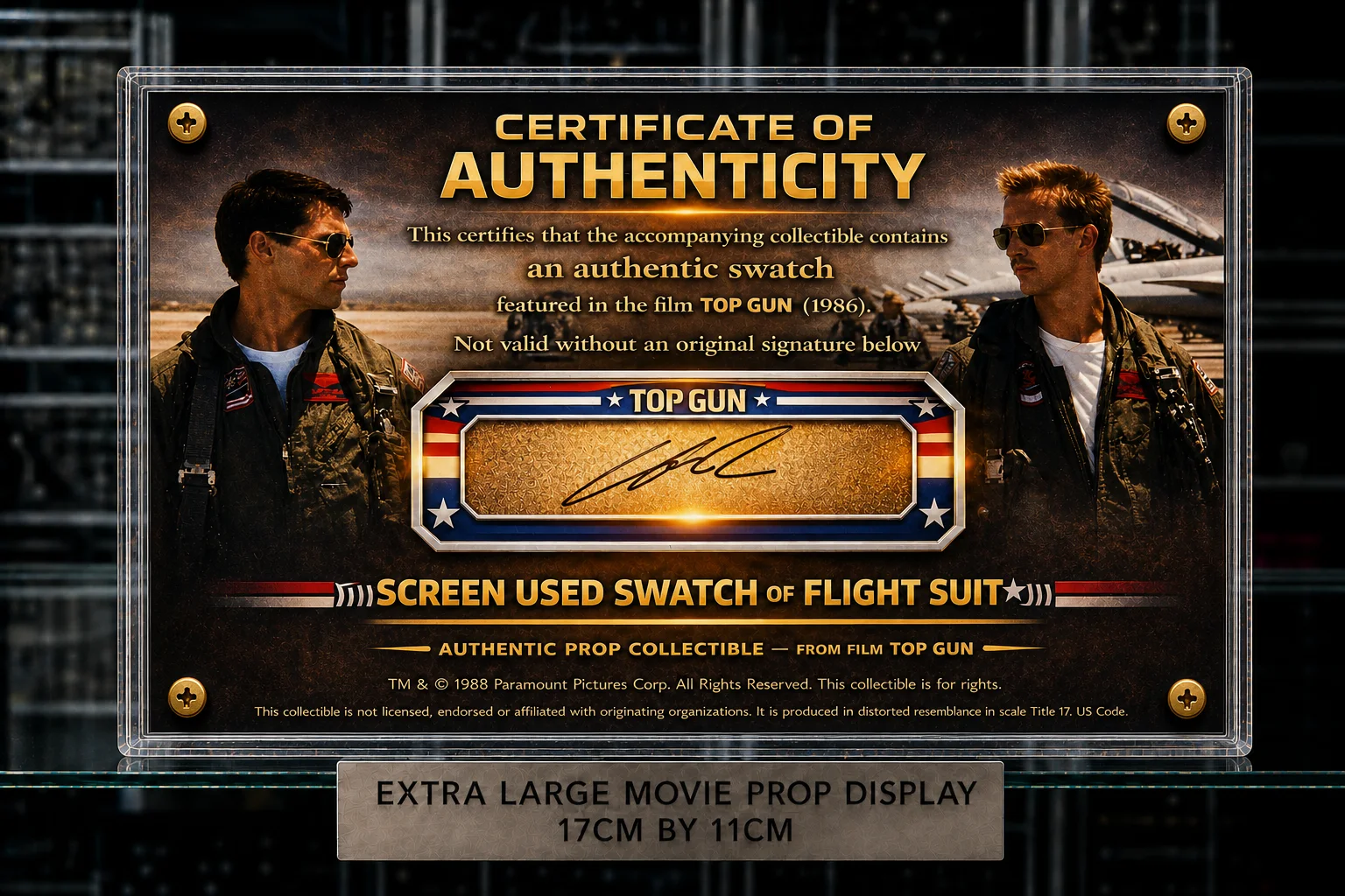 XL Screen-Used Top Gun Flight Suit Swatch – Maverick Era Prop Display with COA, изображение 2