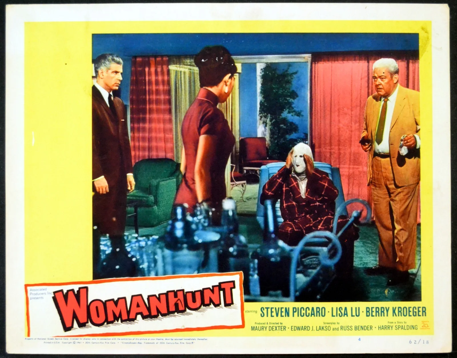 WOMANHUNT 1962 Steven Piccaro, Lisa Lu, Berry Kroeger 3 LOBBY CARDS, изображение 3
