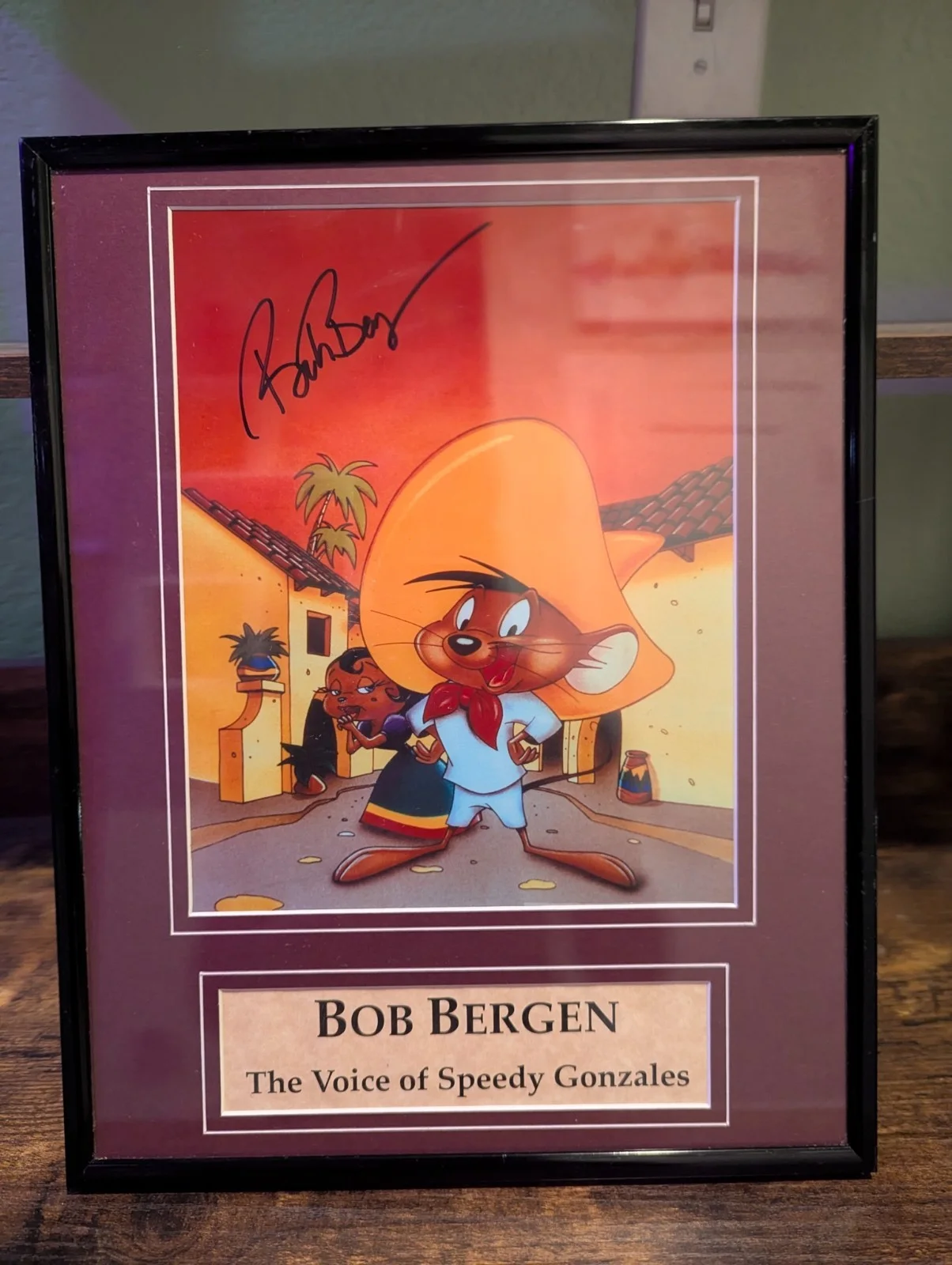 Bob Bergen — BOB BERGEN AUTOGRAPHED 8X10 COLOR PHOTO (SPEEDY GONZALEZ) - COA