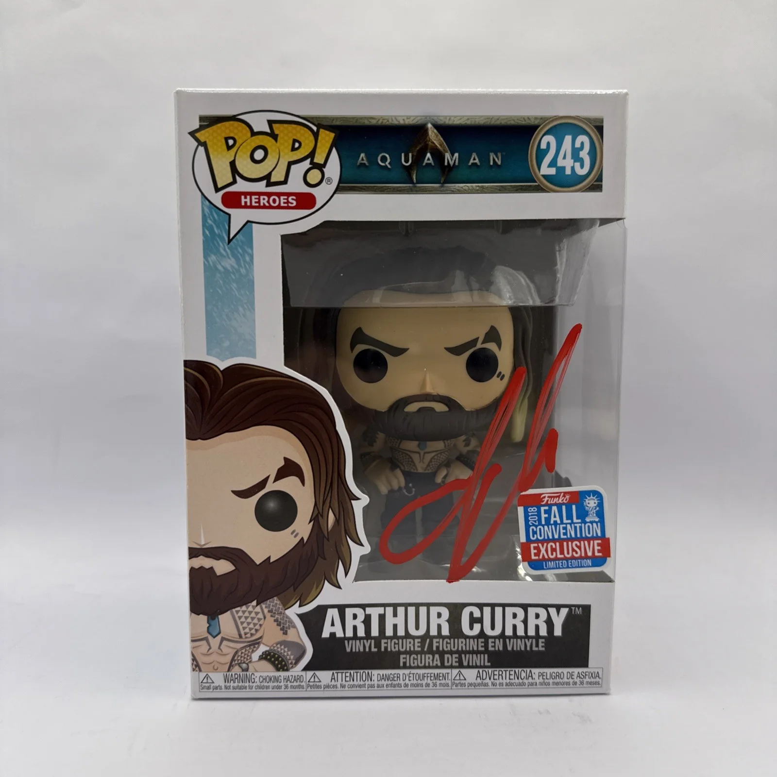 JASON MOMOA AQUAMAN #243 Signed Funko Pop COA BECKETT, image 2