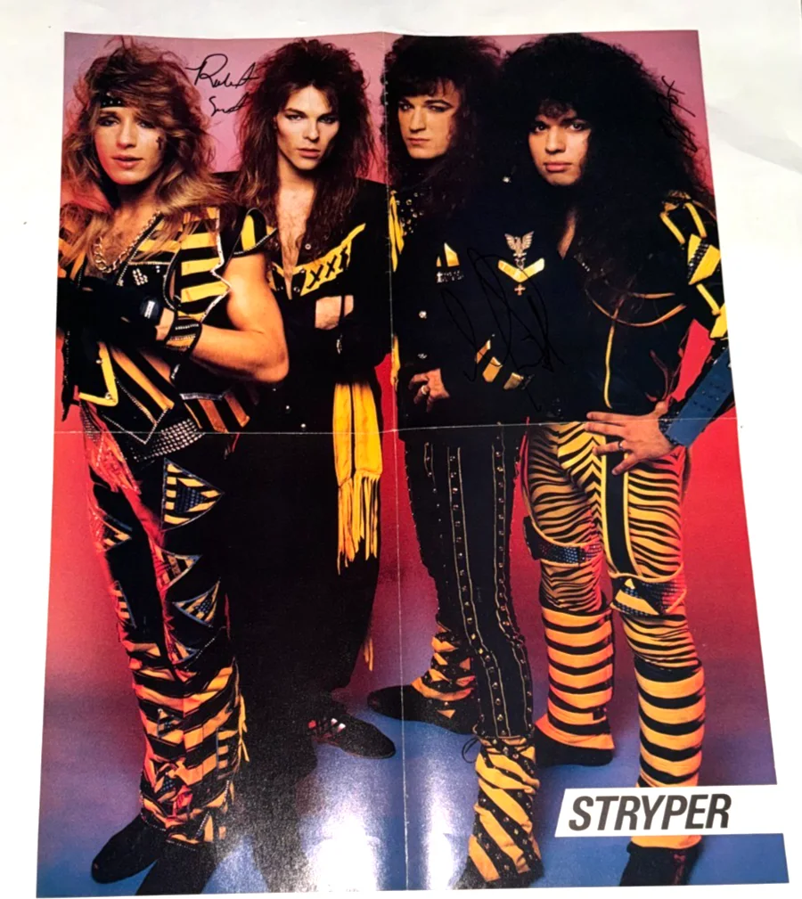 STRYPER REAL hand SIGNED centerfold poster by Michael Robert Sweet Oz Fox COA, image 2