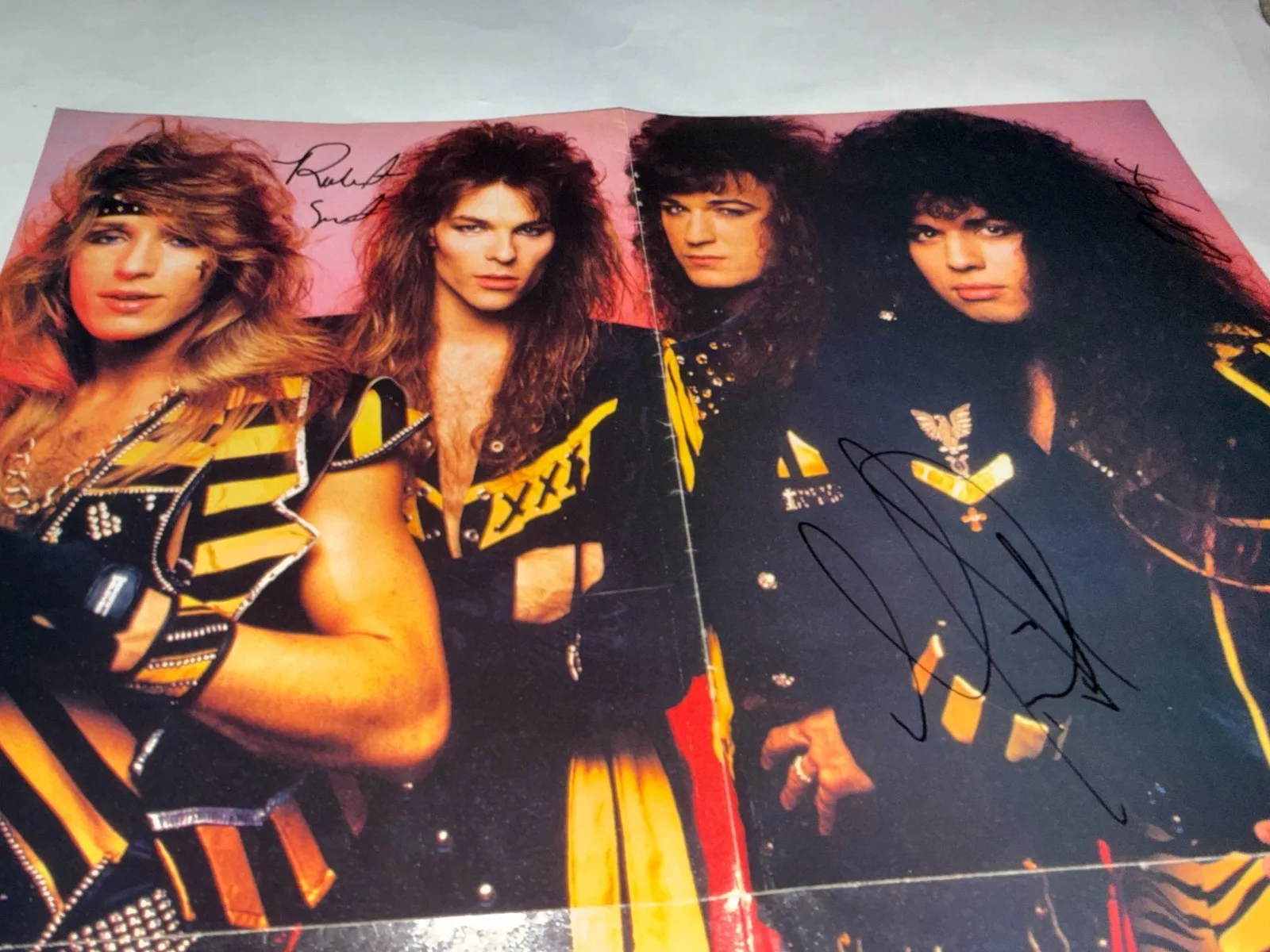 STRYPER REAL hand SIGNED centerfold poster by Michael Robert Sweet Oz Fox COA, image 3