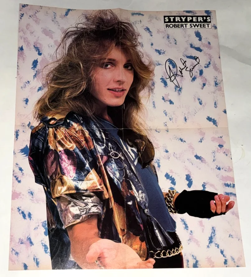 STRYPER REAL hand SIGNED centerfold poster by Michael Robert Sweet Oz Fox COA, image 4