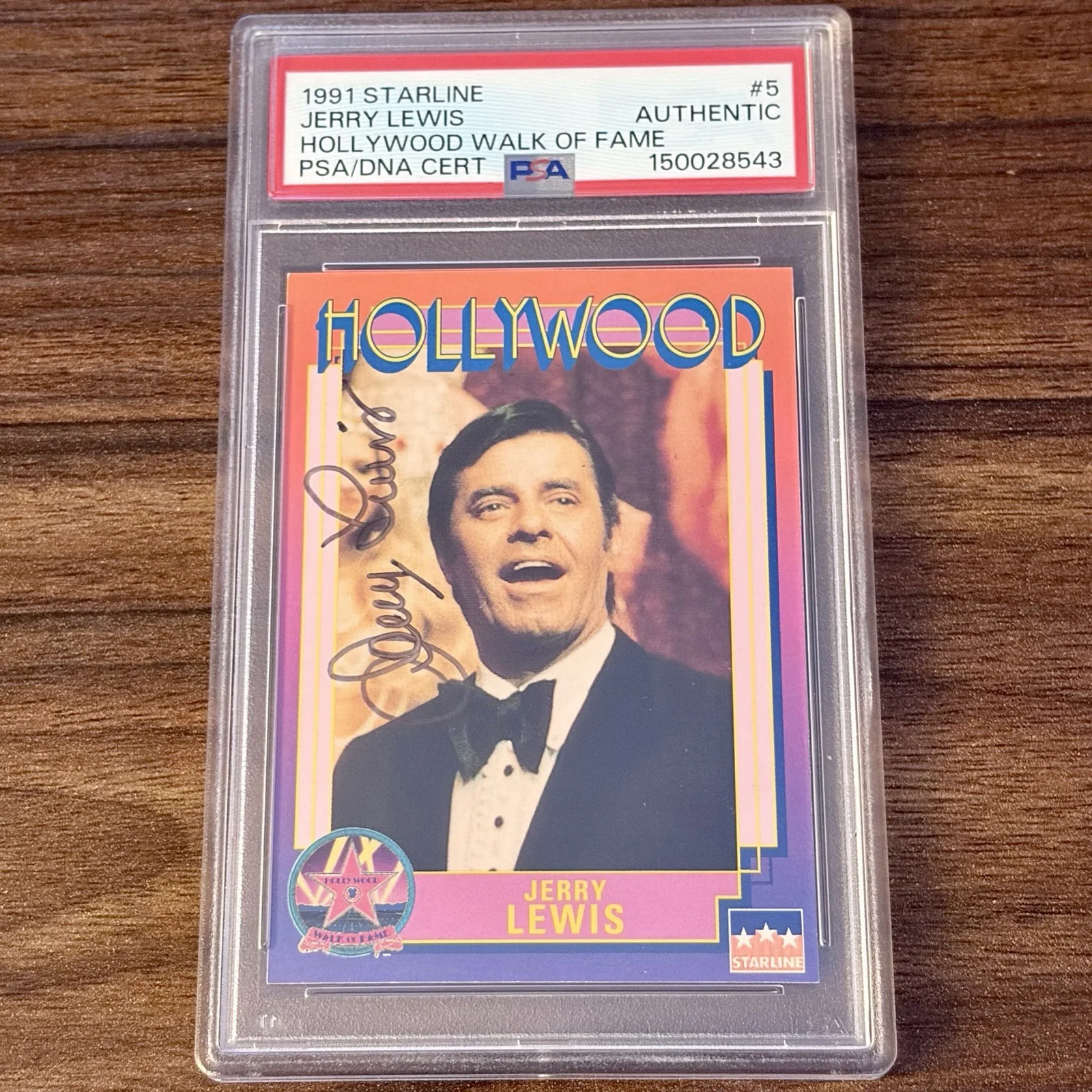 Jerry Lewis — 1991 Starline Hollywood Jerry Lewis Signed Card #5 AUTO Autograph PSA POP 3