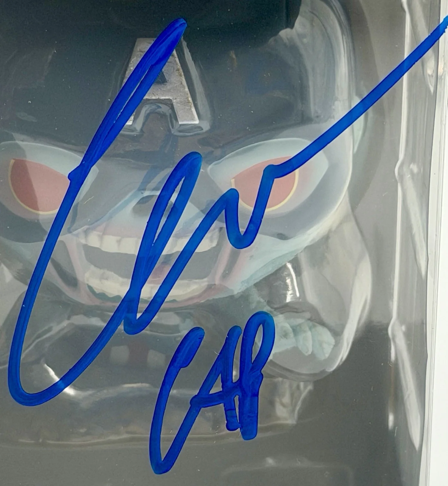 Chris Evans — Chris Evans Signed Zombie Captain America Funko Pop Marvel VSA COA w/protector, image 2