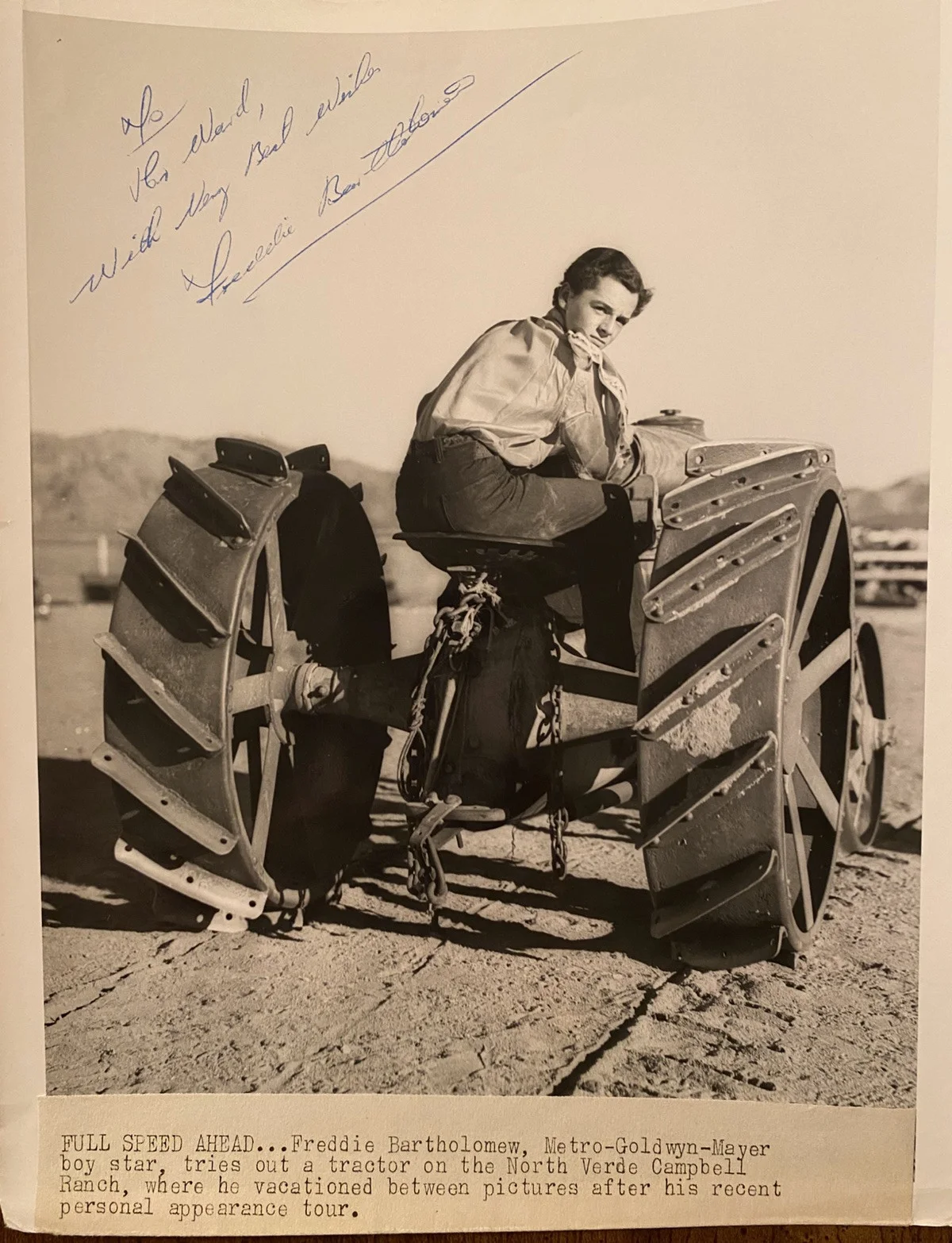 Freddie Bartholomew — Freddie Bartholomew Signed Autographed Photo With COA Captains Courageous RARE