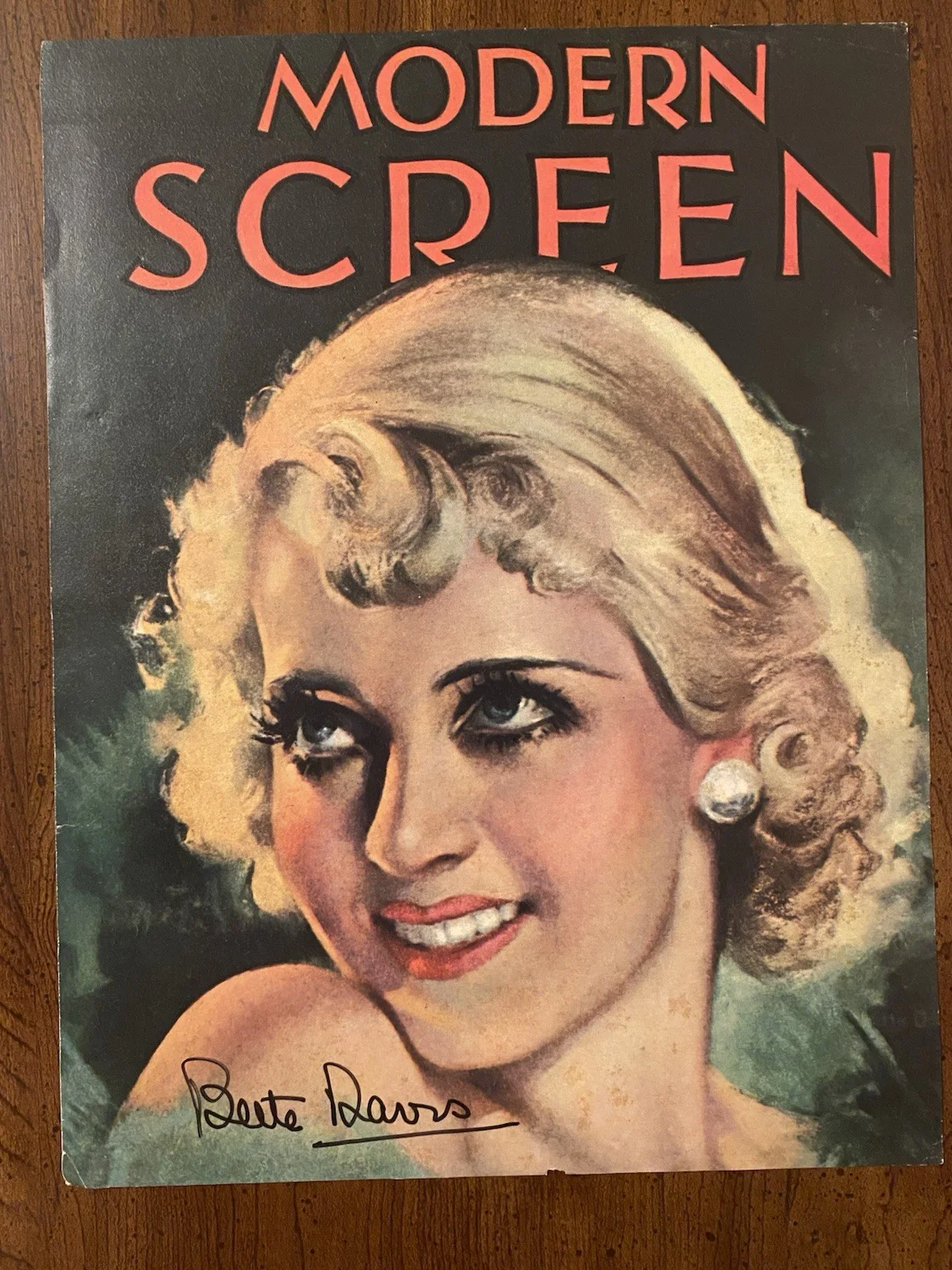 Bette Davis — Bette Davis Signed Autographed Modern Screen Vintage Magazine Cover With COA