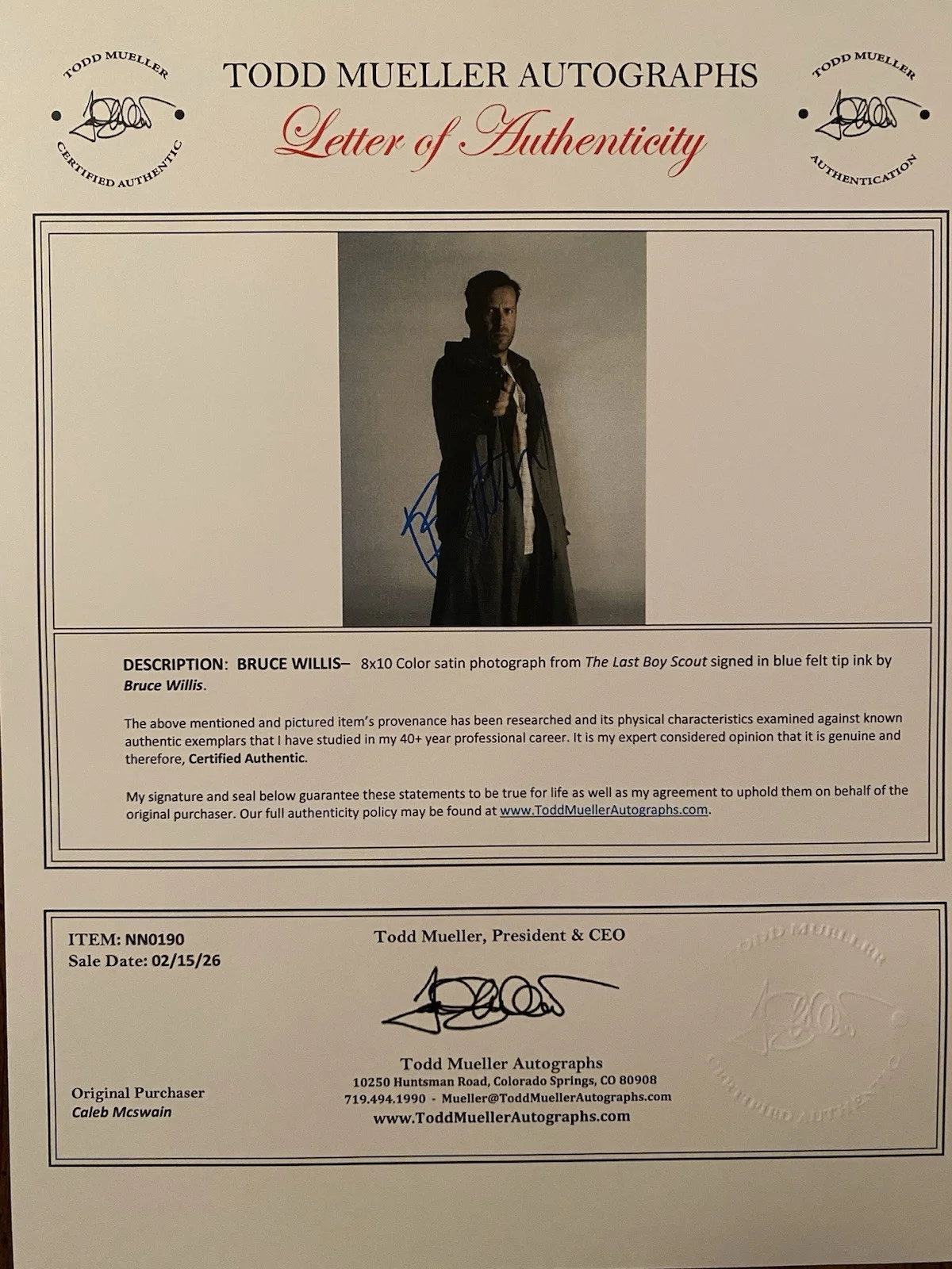 Bruce Willis — Bruce Willis Signed Autographed 8x10 Photo With COA The Last Boy Scout NICE, изображение 4