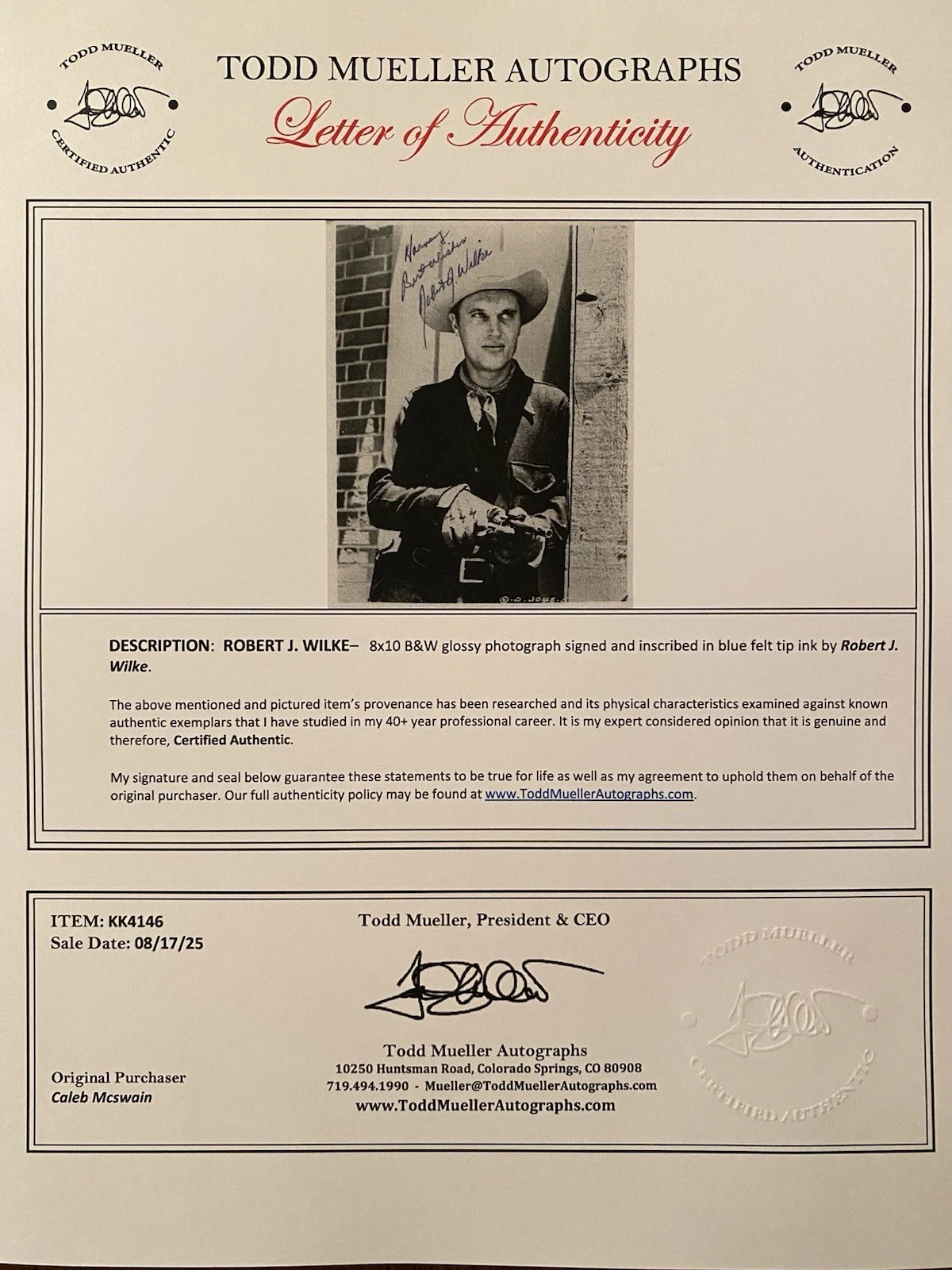 Robert J Wilke, Robert Wilke — Robert J Wilke Signed Autographed Photo With COA High Noon Magnificent Seven Etc, изображение 4