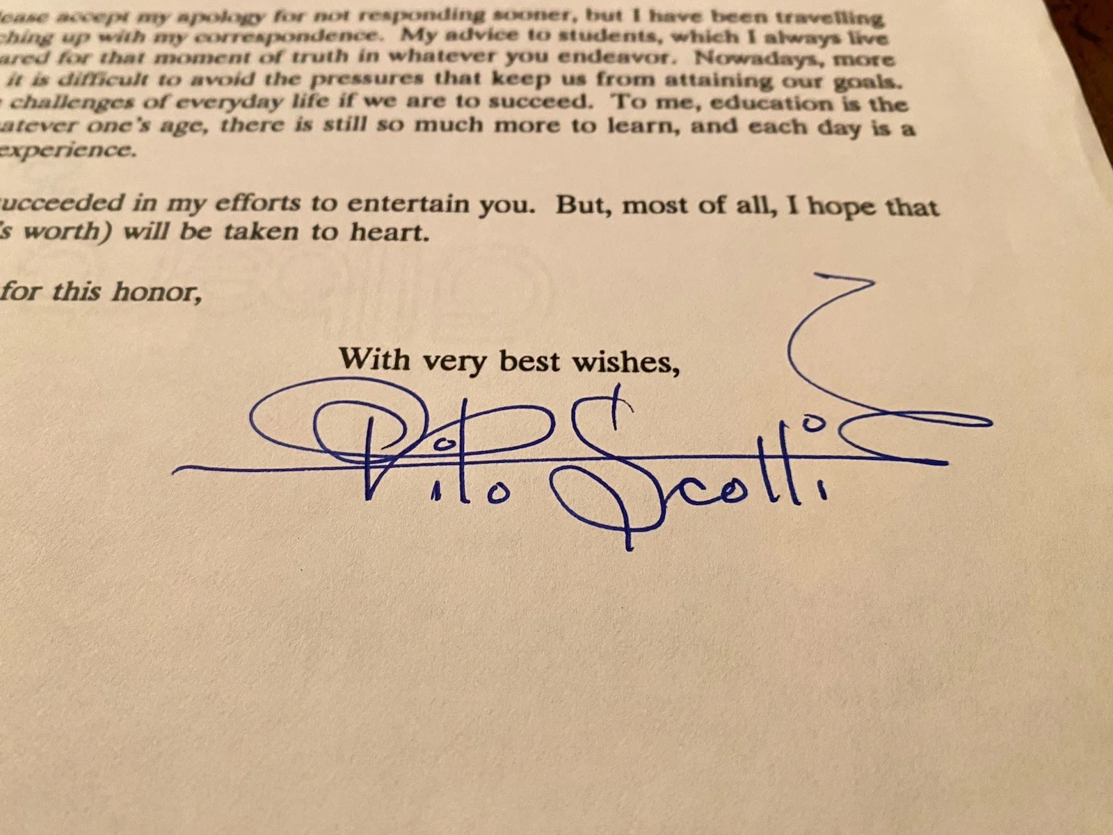 Vito Scotti — Vito Scotti Signed Letter On Education With COA Andy Griffith Show Twilight Zone, image 3