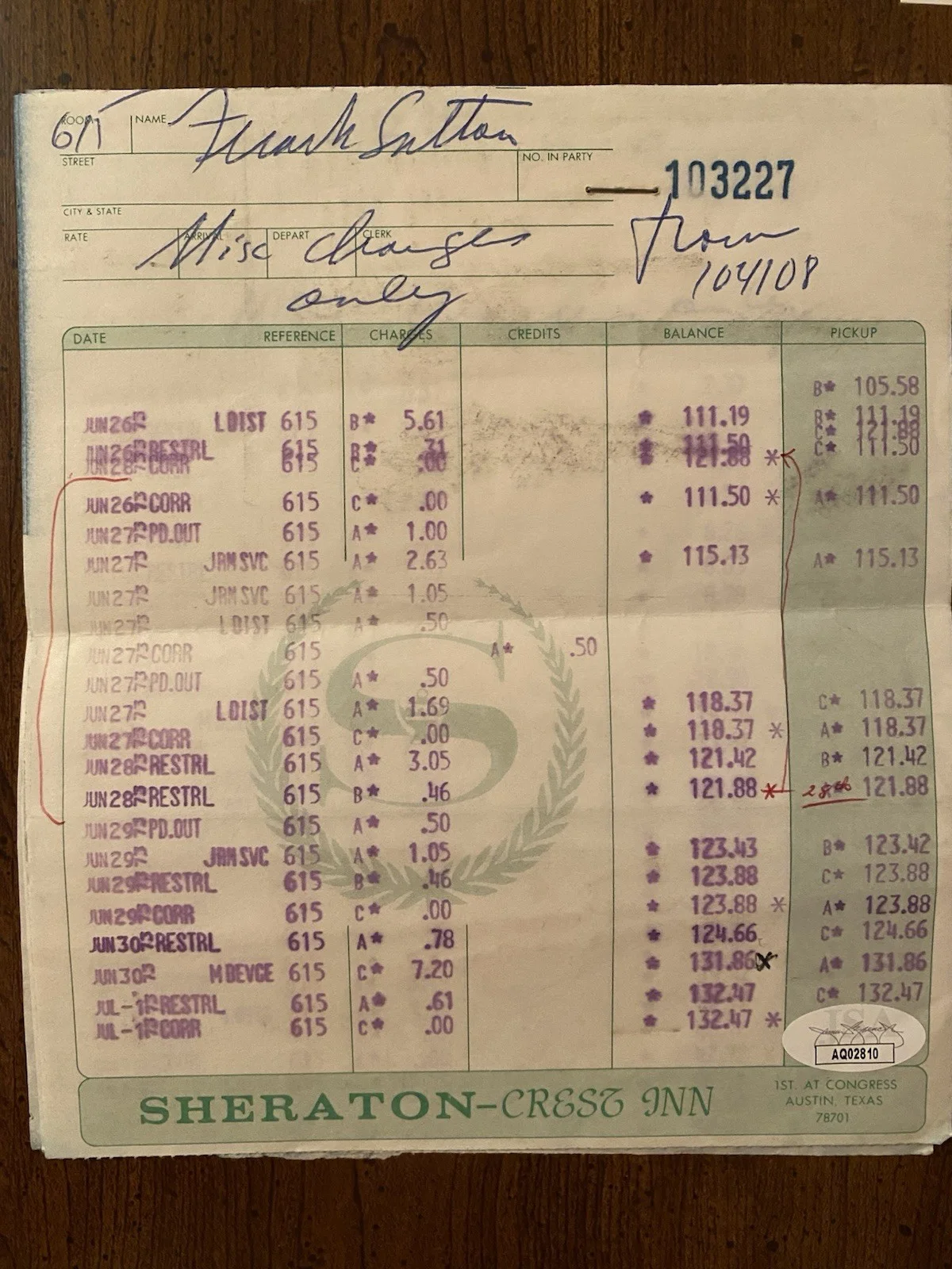 Frank Sutton — Gomer Pyle USMC Frank Sutton Signed Autographed Receipt Photo Lot JSA COA, image 2