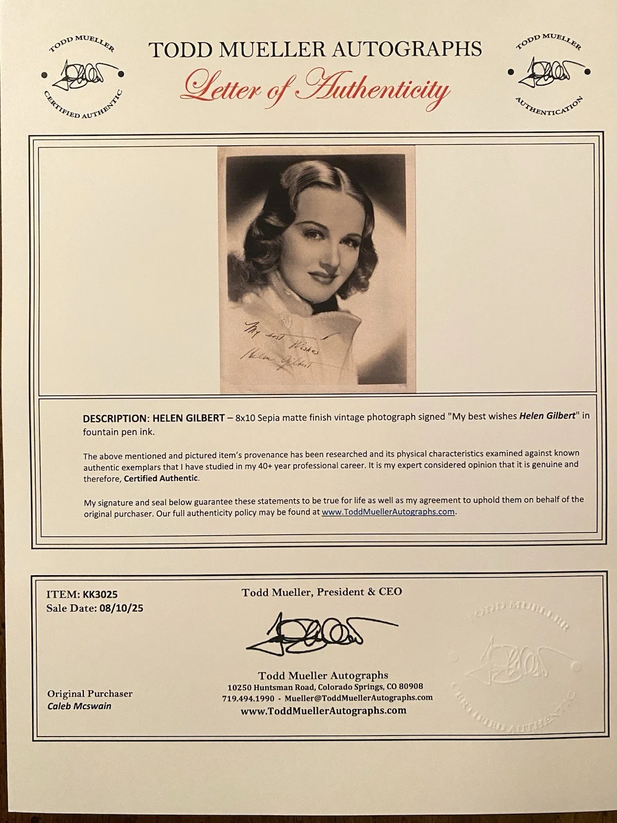 Helen Gilbert — Helen Gilbert Signed Autographed Photo With COA Meet Me In St Louis Andy Hardy, image 4