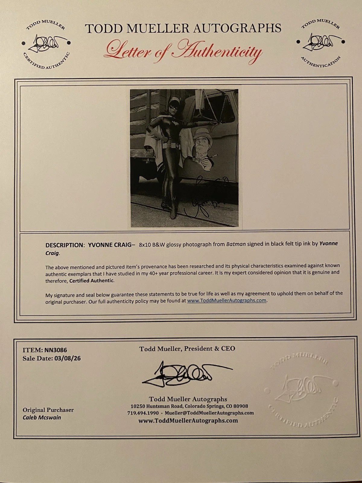 Yvonne Craig — Yvonne Craig Signed Autographed Batgirl Photo With COA Batman 66, изображение 4