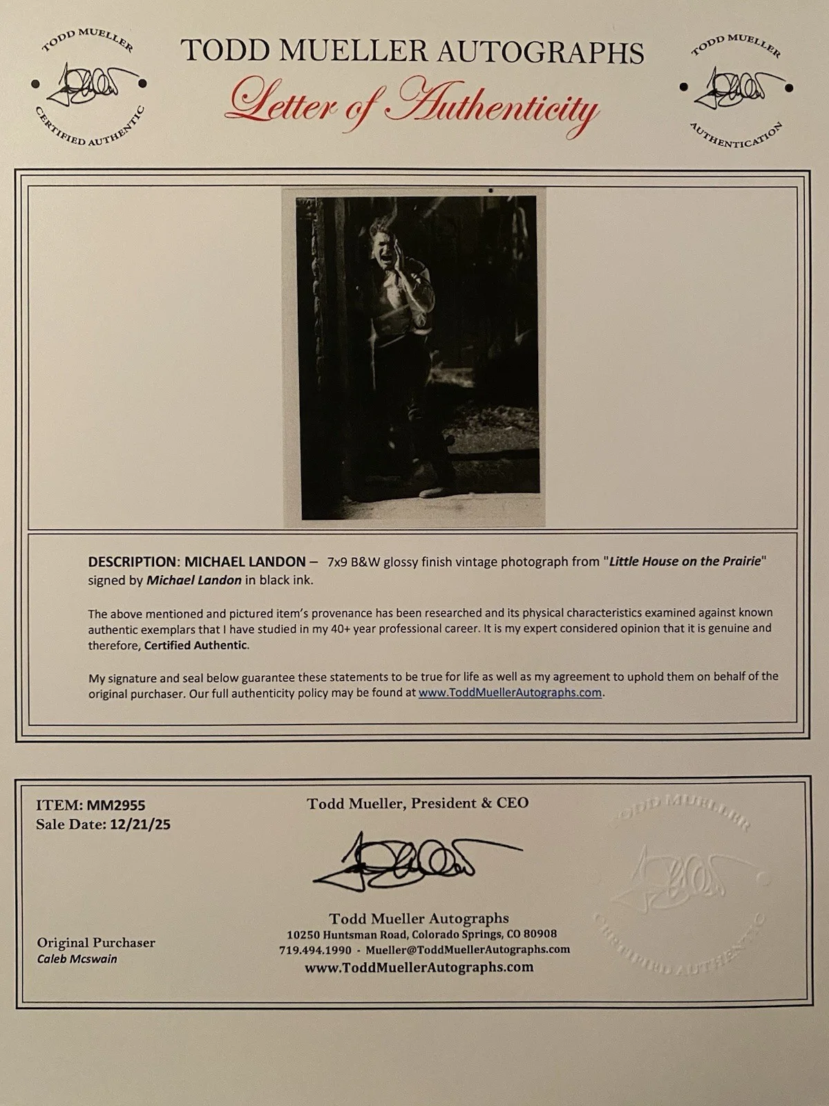 Michael Landon — Michael Landon Signed Autographed Photo With COA Little House On The Prairie Pa, image 4