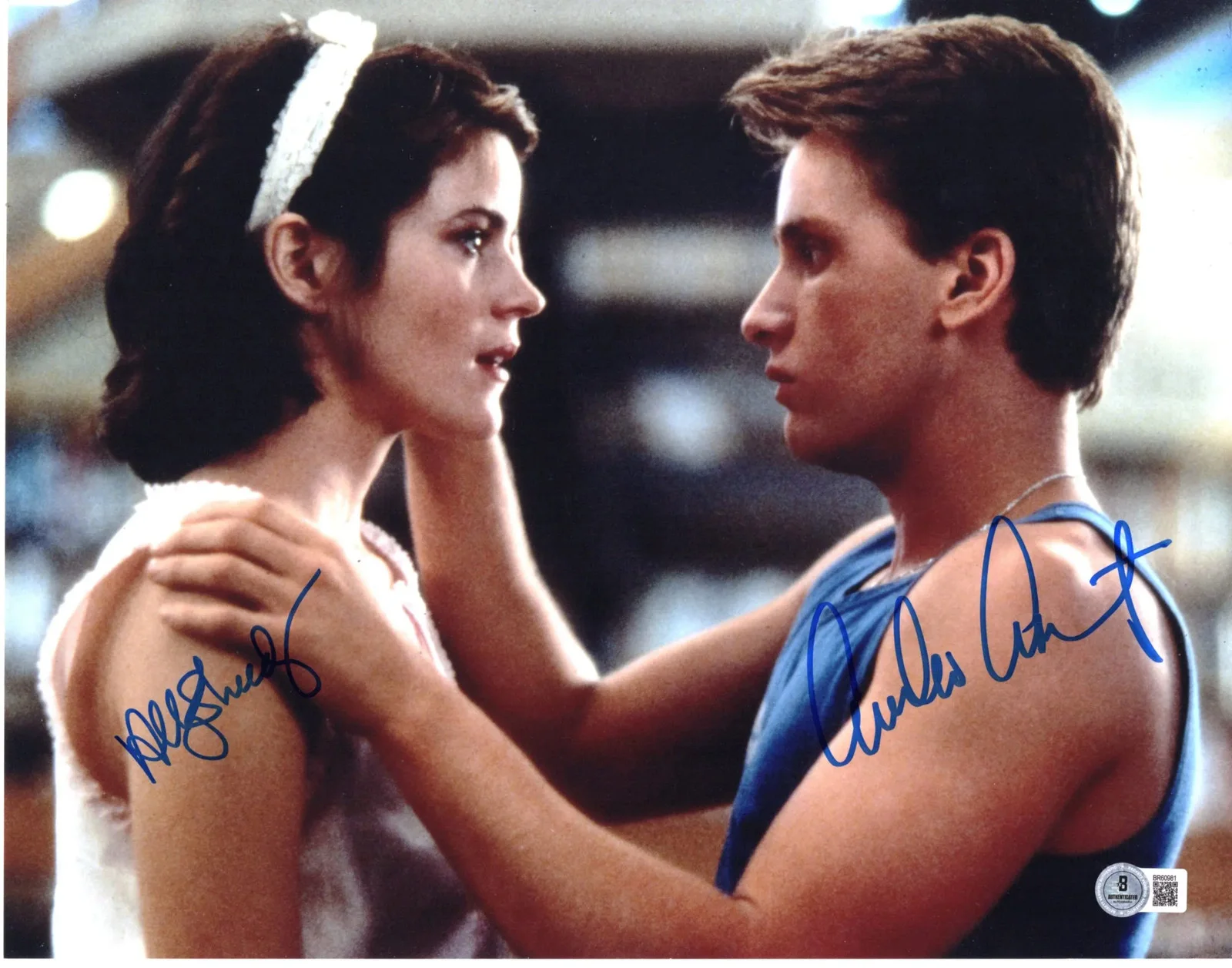 Emilio Estevez & Ally Sheedy — Emilio Estevez & Ally Sheedy signed 11x14 Photo The Breakfast Club Beckett