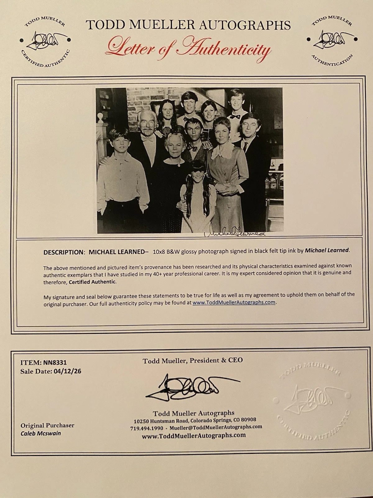 Michael Learned — Michael Learned Signed Autographed 10x8 Photo With COA The Waltons Cast NICE, image 4