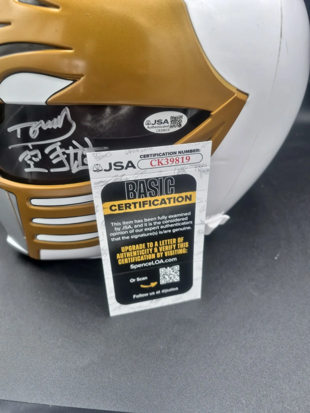 John David Franklin Signed Inscripted Power Ranger Helmet W COA, image 3