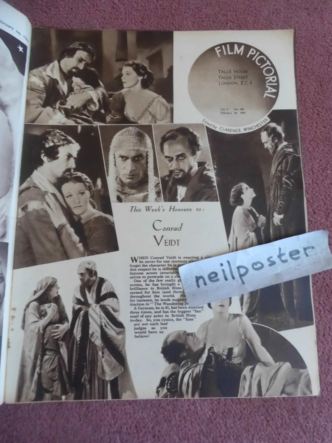 FILM PICTORIAL (1934) UK mag BEN LYON, CONRAD VEIDT, NORMA SHEARER, изображение 2