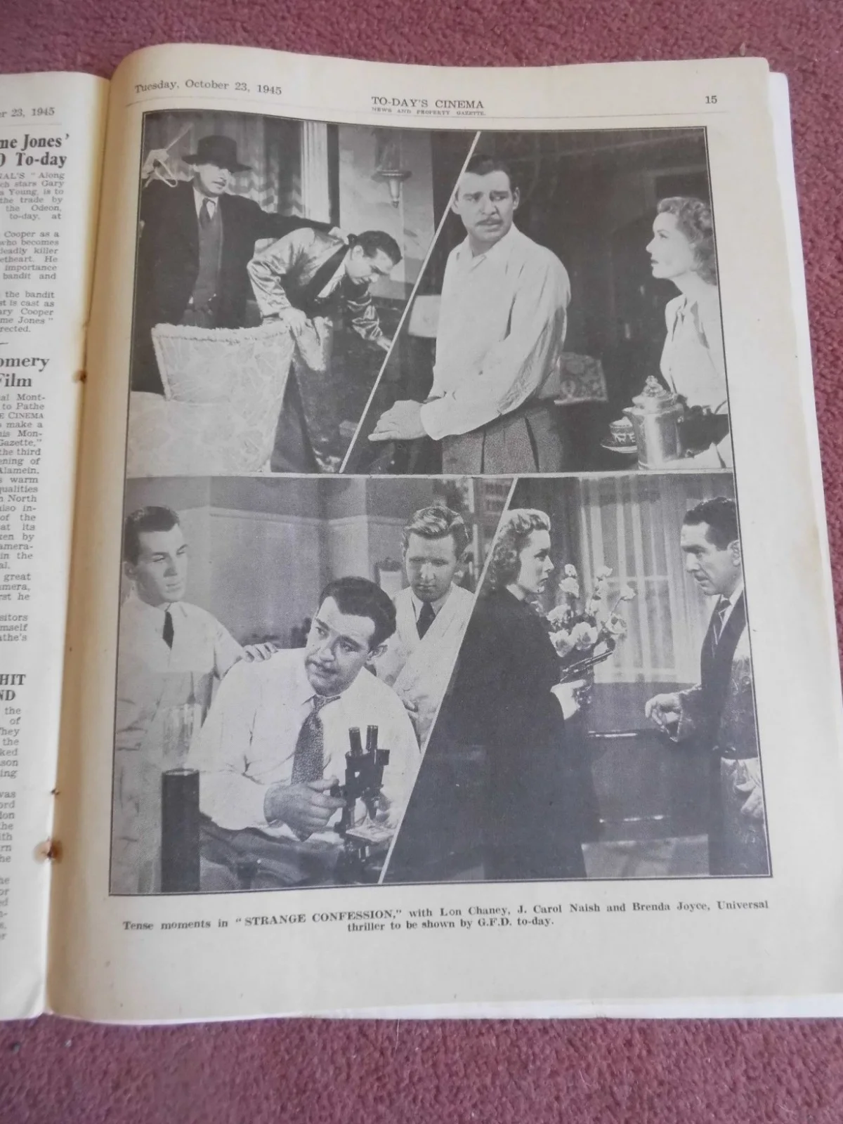 TODAY’S CINEMA (1945) UK mag GEORGE RAFT, CLAIRE TREVOR, LON CHANEY, IDA LUPINO, изображение 5