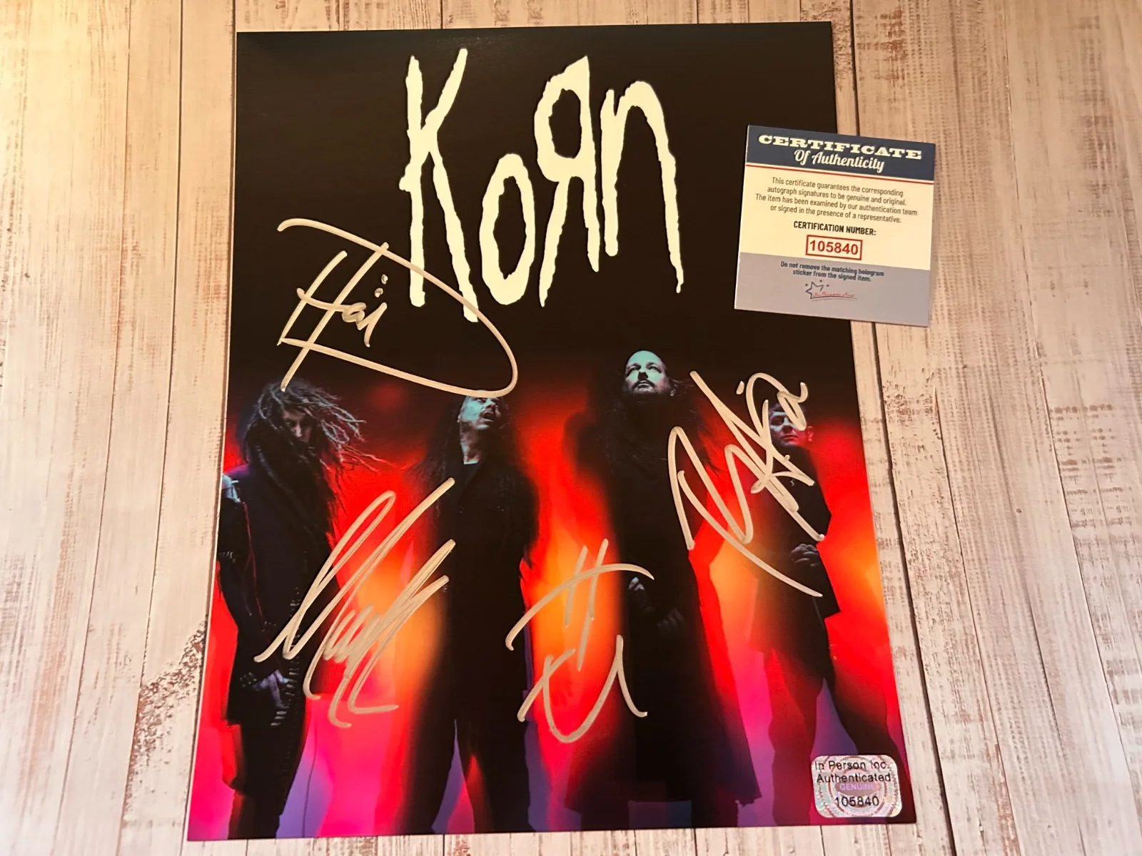 KORN: Band (4) Signed 8x10" Authentic Original Autograph GENUINE w/COA, image 4