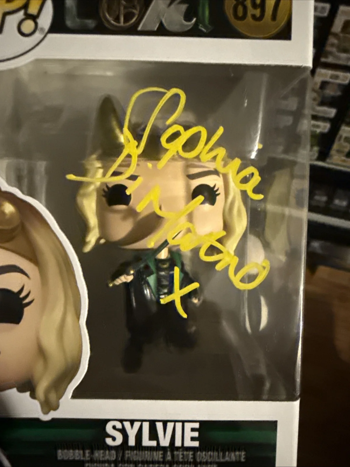 Sophia Di Martino — Sophia Di Martino Signed Marvel Sylvie Loki Funko Pop #897 SWAU Hologram Cert, image 2