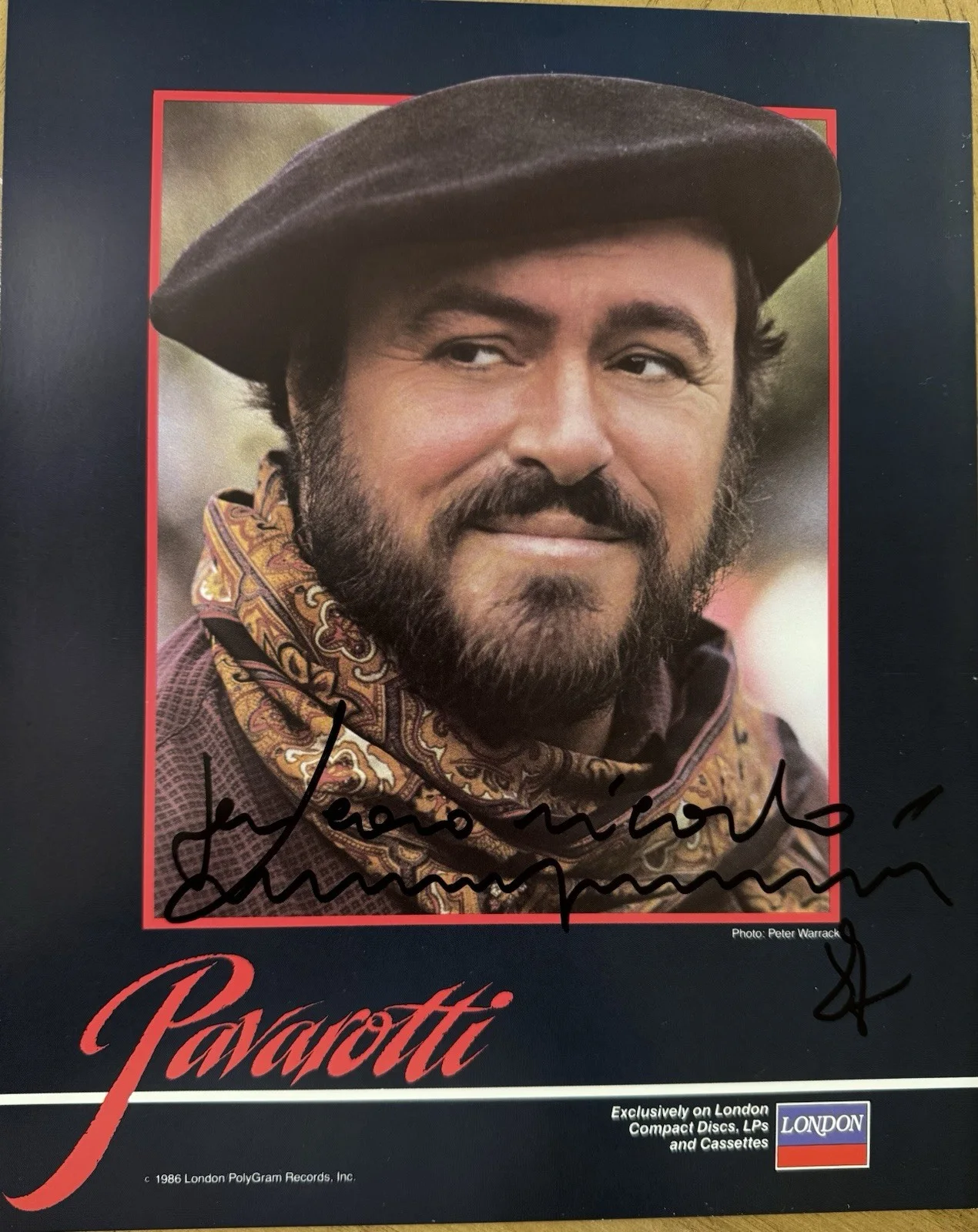 Luciano Pavarotti Signed 8x10 Color Photo Tenor Opera Singer Rare 1986 JSA COA, изображение 2