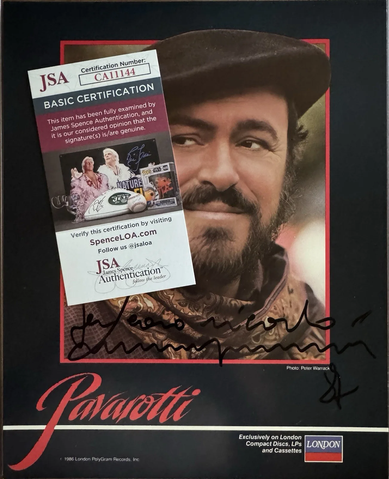 Luciano Pavarotti Signed 8x10 Color Photo Tenor Opera Singer Rare 1986 JSA COA, изображение 5
