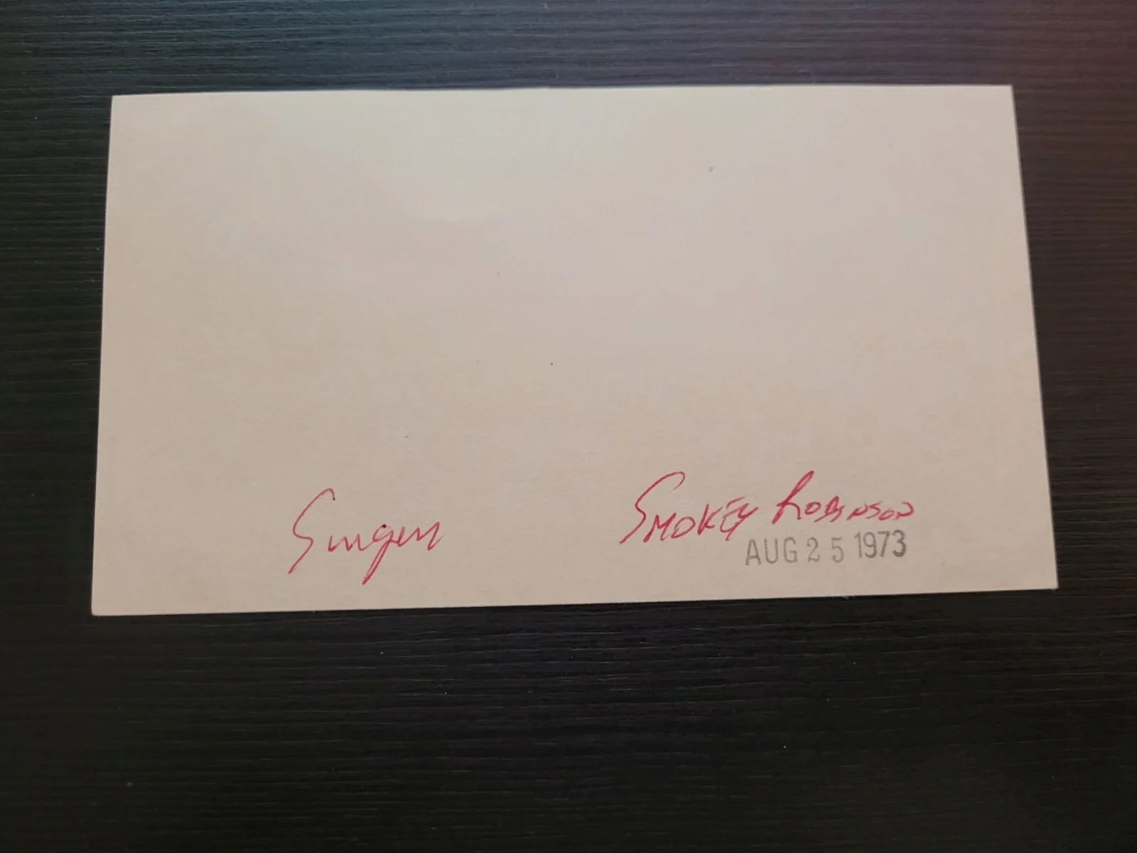 SMOKEY ROBINSON Signed Autograph 3x5 Index Card GRAMMY AWARD WINNER THE MIRACLES, image 2