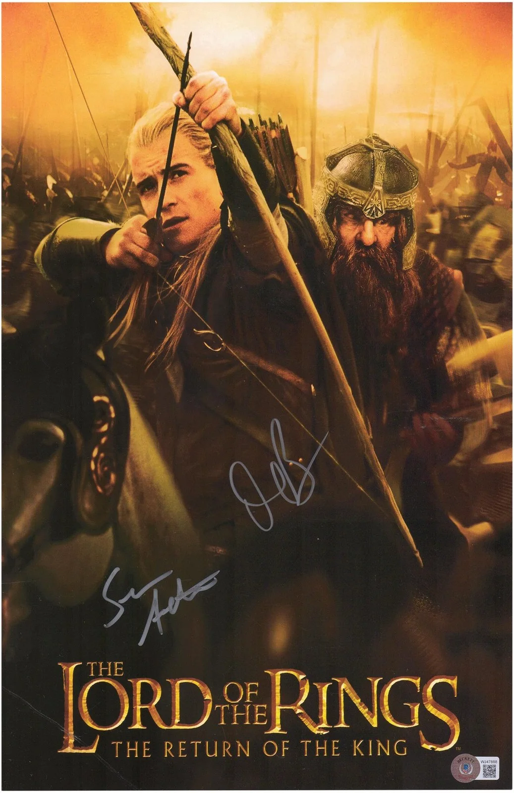 Sean Astin — Orlando Bloom & Sean Astin Lord of the Rings Signed 12x18 Return of King Poster