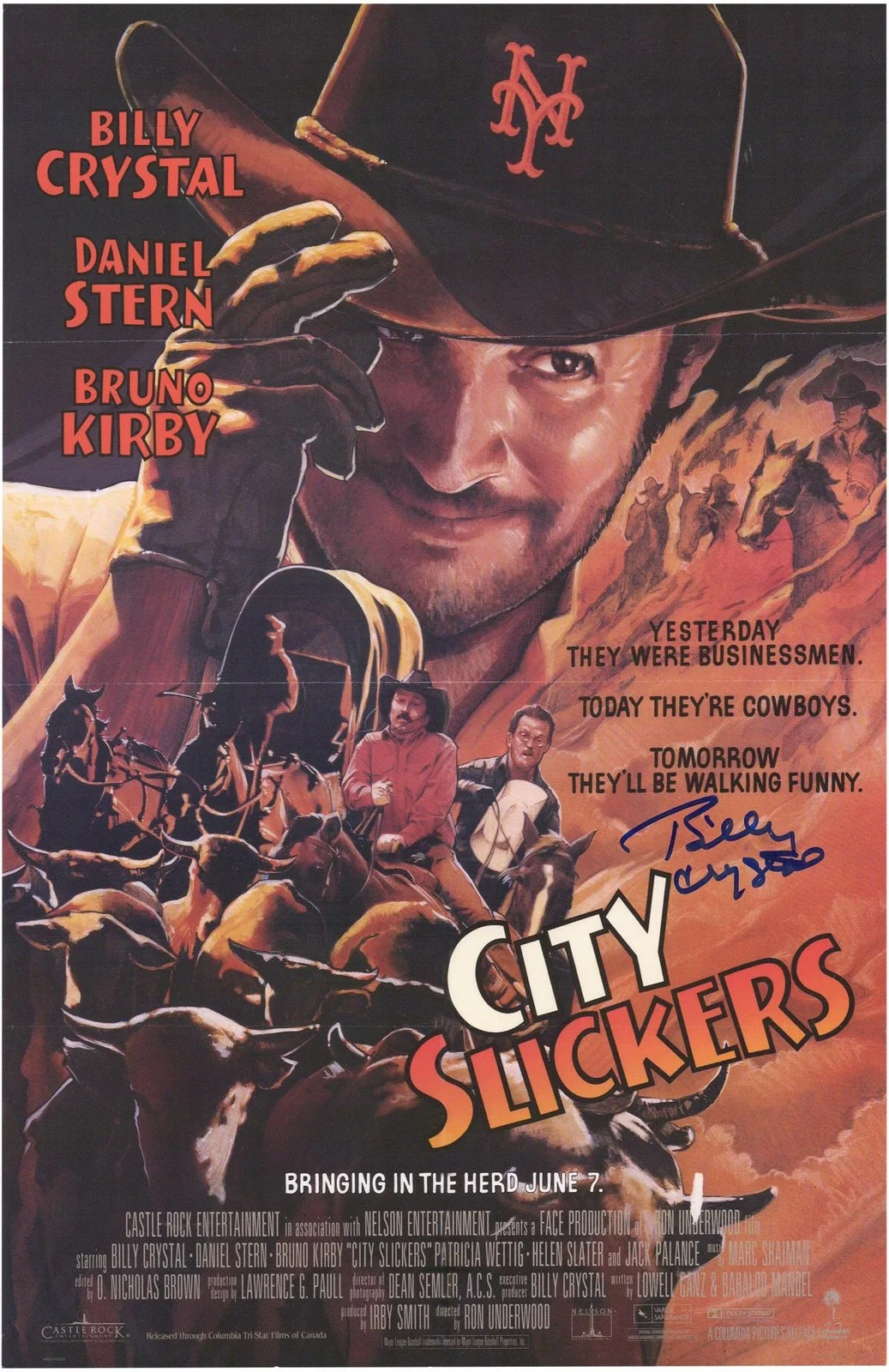 Billy Crystal — Billy Crystal City Slickers Autographed 11" x 17" Movie Poster