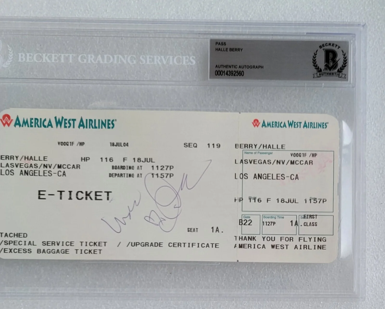 Halle Berry — HALLE BERRY SIGNED TICKET BECKETT BAS COA MOVIE ACTRESS AUTOGRAPH XMEN CATWOMEN, изображение 3