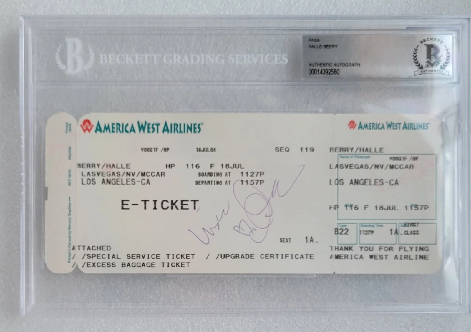 Halle Berry — HALLE BERRY SIGNED TICKET BECKETT BAS COA MOVIE ACTRESS AUTOGRAPH XMEN CATWOMEN, изображение 4