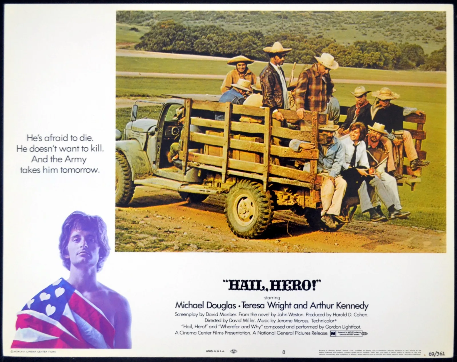 HAIL, HERO! 1969 Michael Douglas, Deborah Winters 4 LOBBY CARDS, image 4