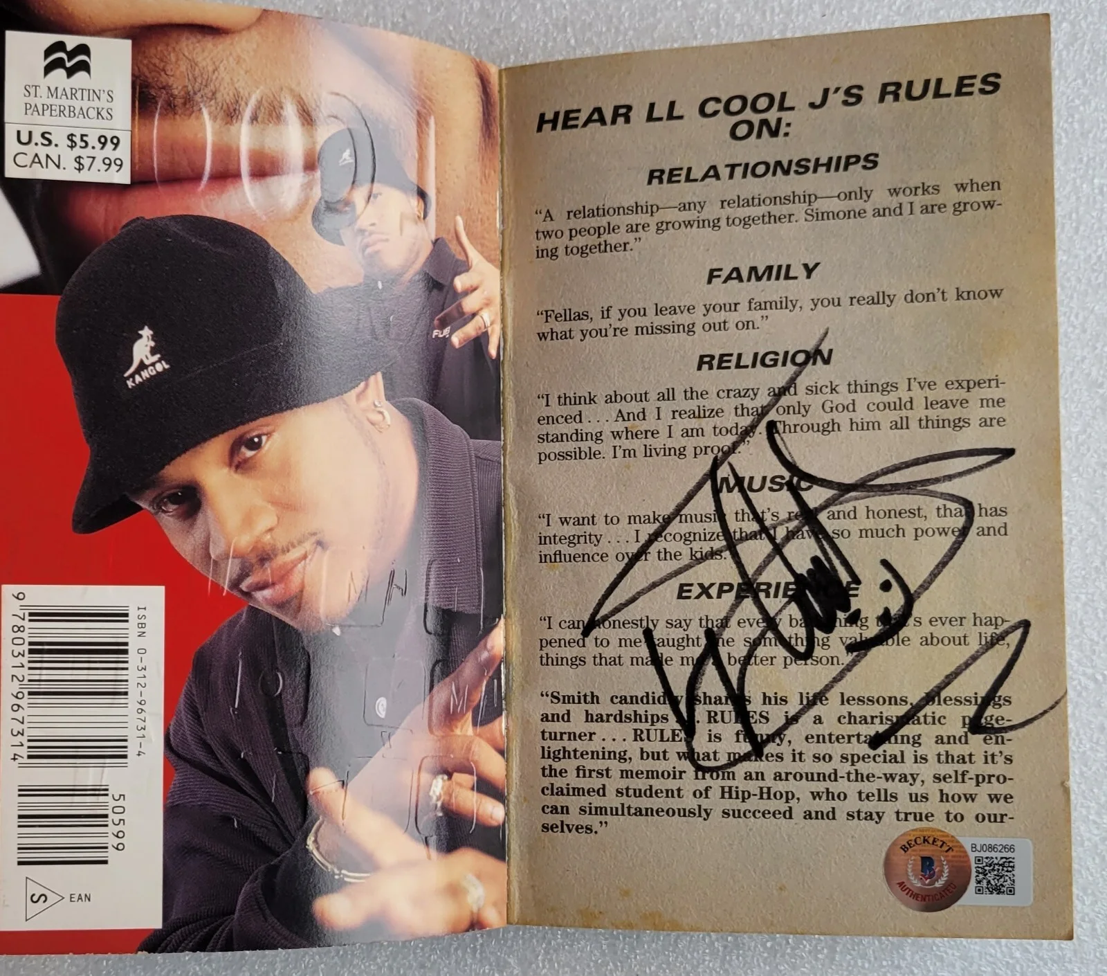 LL COOL J SIGNED BOOK BECKETT BAS COA CERTIFIED AUTOGRAPHED MUSIC RAPPER RAP, image 3