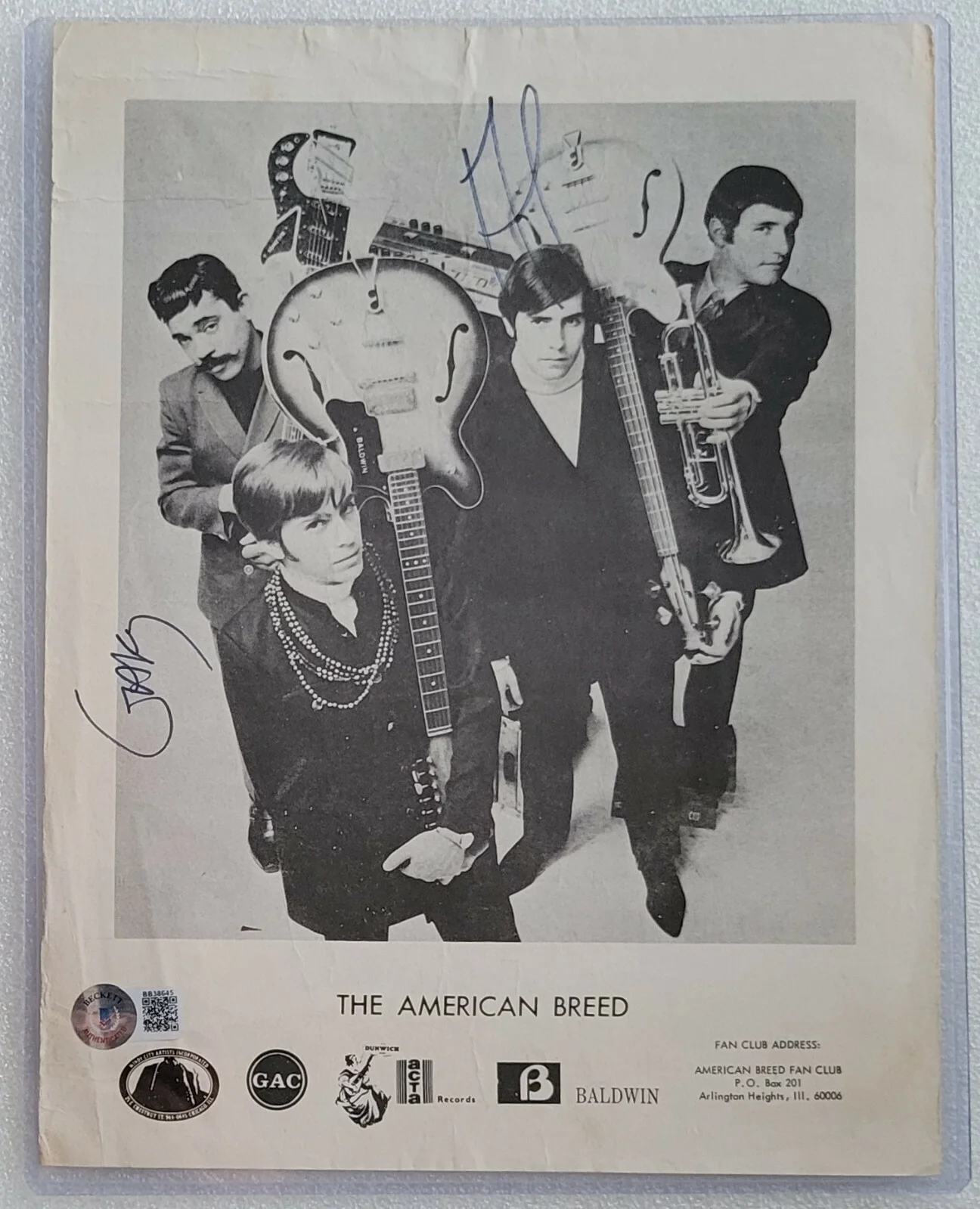 THE AMERICAN BREED SIGNED PHOTO BECKETT BAS COA AUTOGRAPHED POP ROCK MUSIC BAND, изображение 3