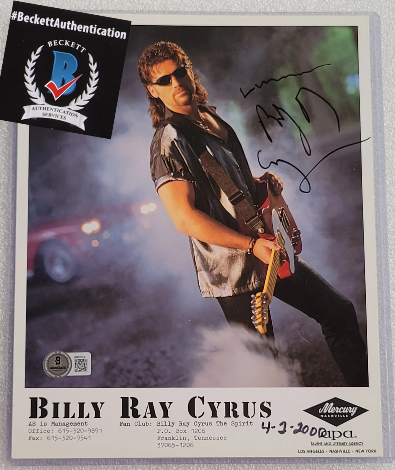 BILLY RAY CYRUS PHOTO AUTOGRAPHED BECKETT BAS COA SIGNED 8X10 COUNTRY MUSIC, изображение 2