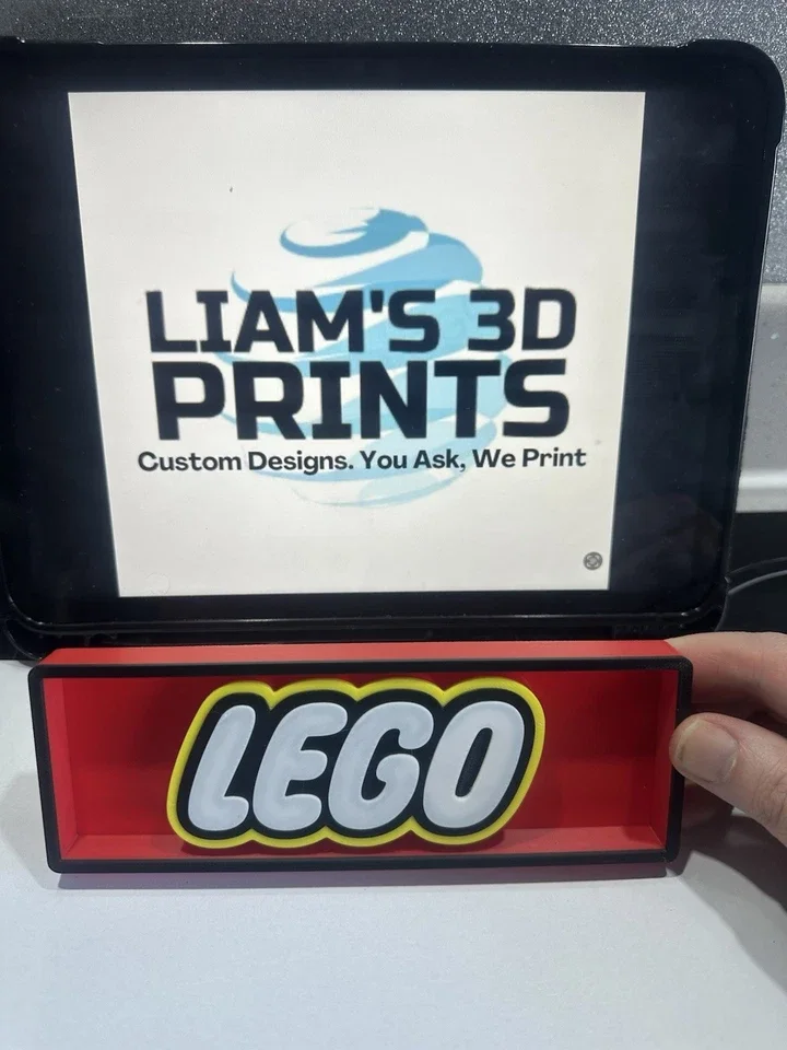 Decorative LEGO Bricks Logo Toys 3D Print Box Sign Display Two Sizes Shelf Wall, image 2
