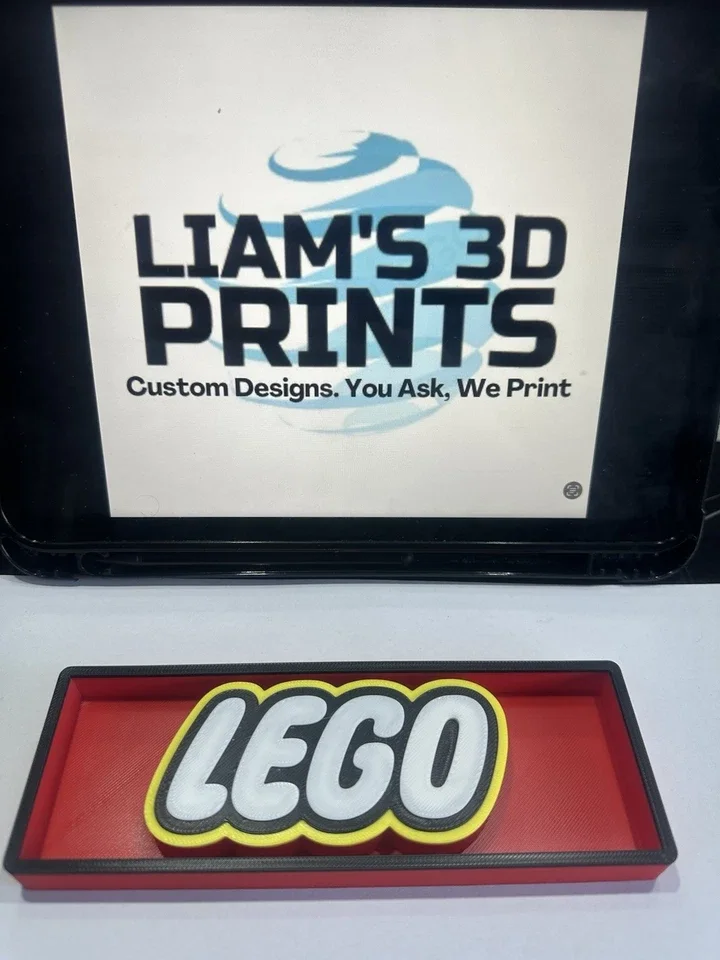 Decorative LEGO Bricks Logo Toys 3D Print Box Sign Display Two Sizes Shelf Wall, image 3