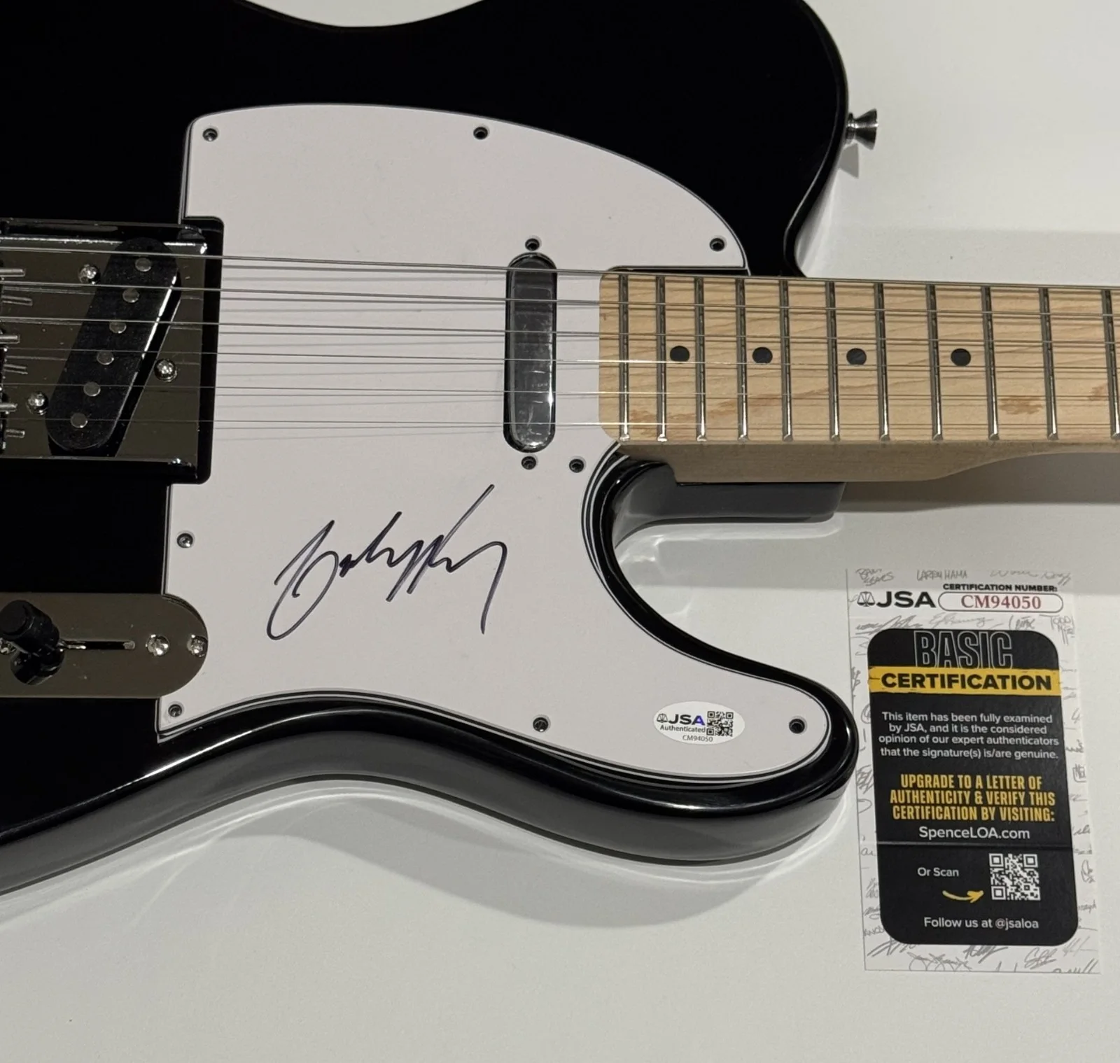 COLIN HAY SIGNED BLACK ELECTRIC GUITAR MEN AT WORK JSA COA, image 2