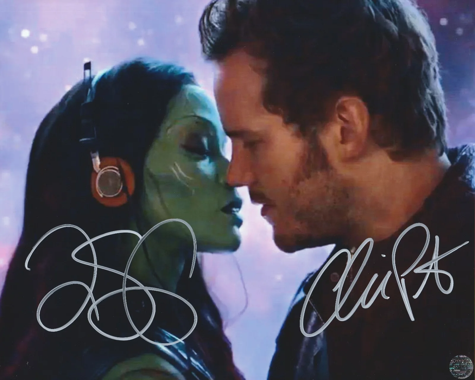 Zoe Saldana & Chris Pratt — Chris Pratt & Zoe Saldana Autographed Guardians of the Galaxy 8x10 Photo withCOA
